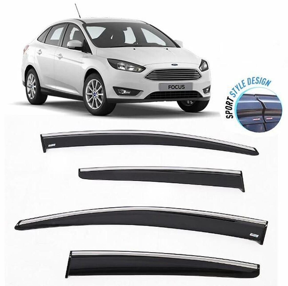 Fiat Focus 3 (hb-sedan) Kromlu Cam Rüzgarlığı 2011-2015 arası Sunplex