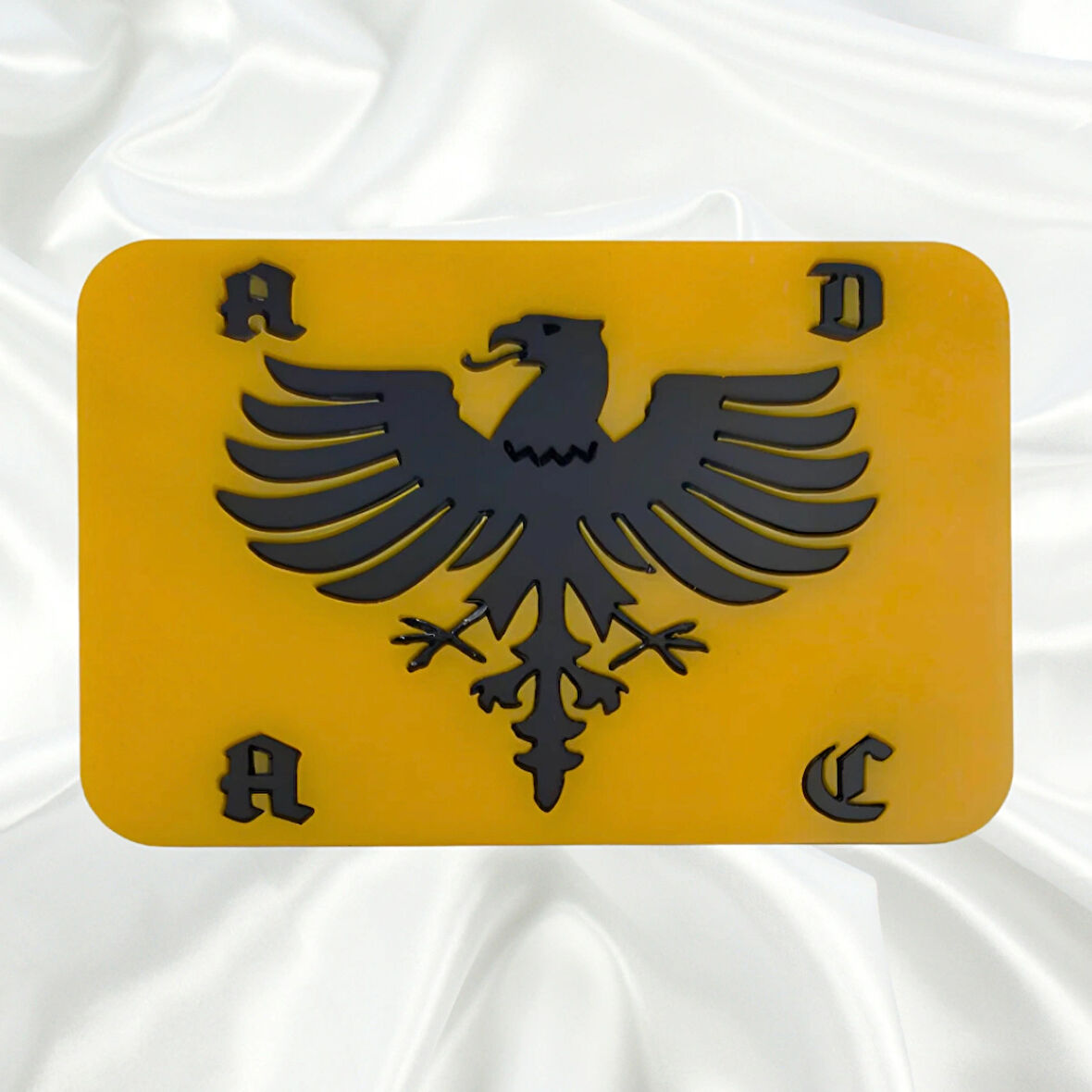 Adac Kartal Figürü Universal Vidalı Pleksi Panjur Arması - Sarı Oto Arma Araba Arma Oto Logo Araba Logo