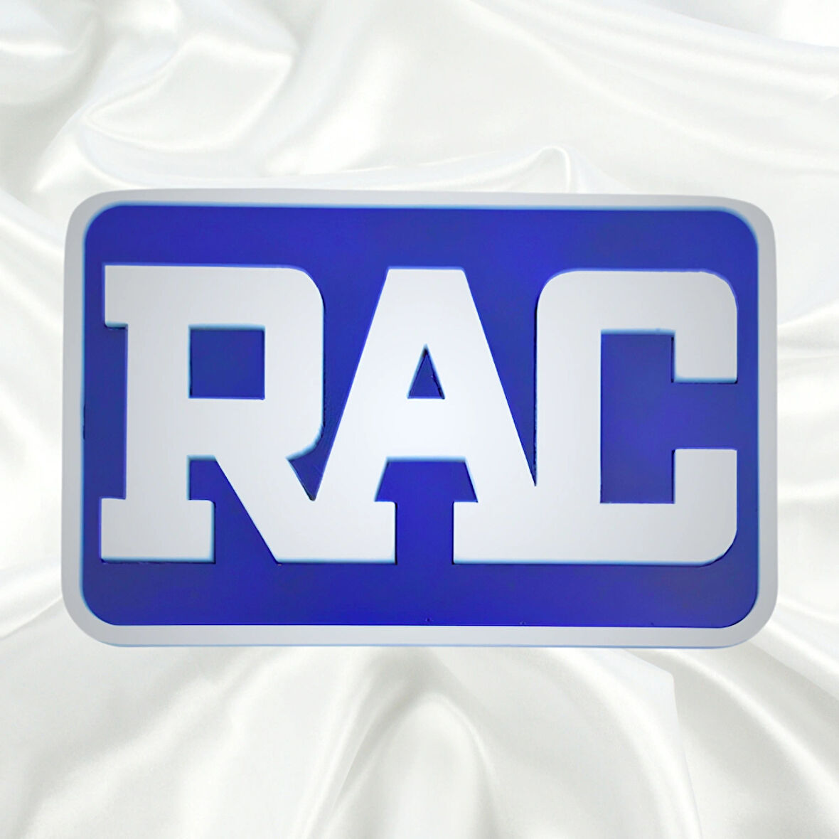 RAC Yazılı Çerçeveli Universal Vidalı Pleksi Panjur Arması - Mavi Oto Arma Araba Arma Oto Logo Araba Logo