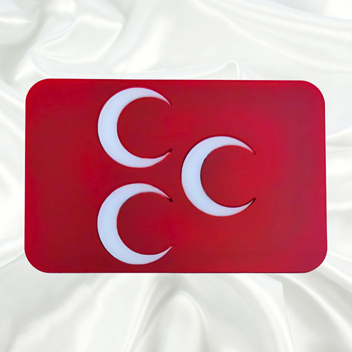 Osmanlı Devlet Bayrağı Üç Hilal Figürlü Universal Vidalı Pleksi Panjur Arması - Kırmızı Oto Arma Araba Arma Oto Logo Araba Logo