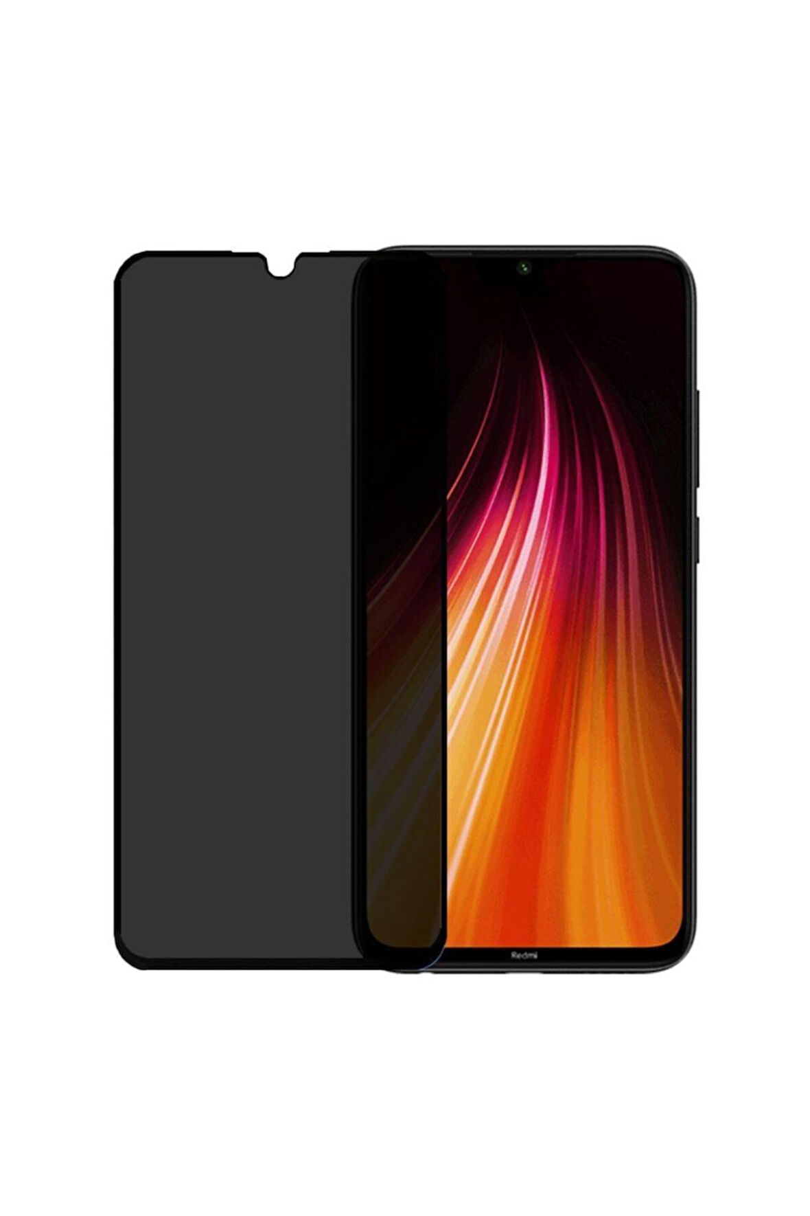 Xiaomi Redmi Note 8 Siyah Gizlilik Filtreli Privacy Hayalet Ekran Koruyucu Yanlardan Ekran Görünmez