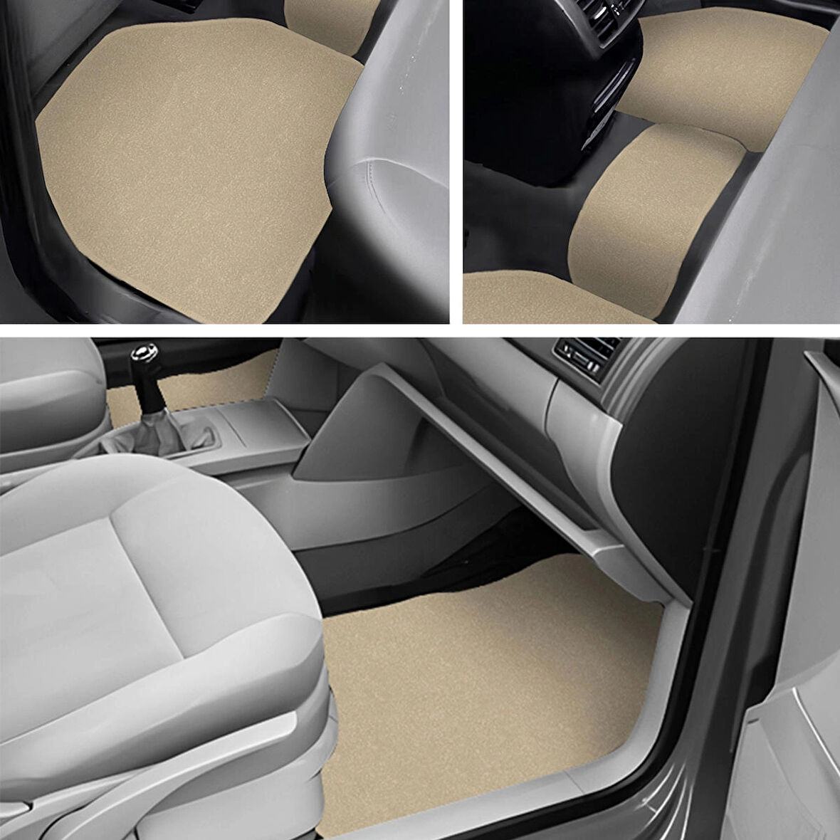 5 Parça Açık Kahverengi Araç Halı Paspas Takımı – Ön ve Arka Uyumlu Taban Koruyucu