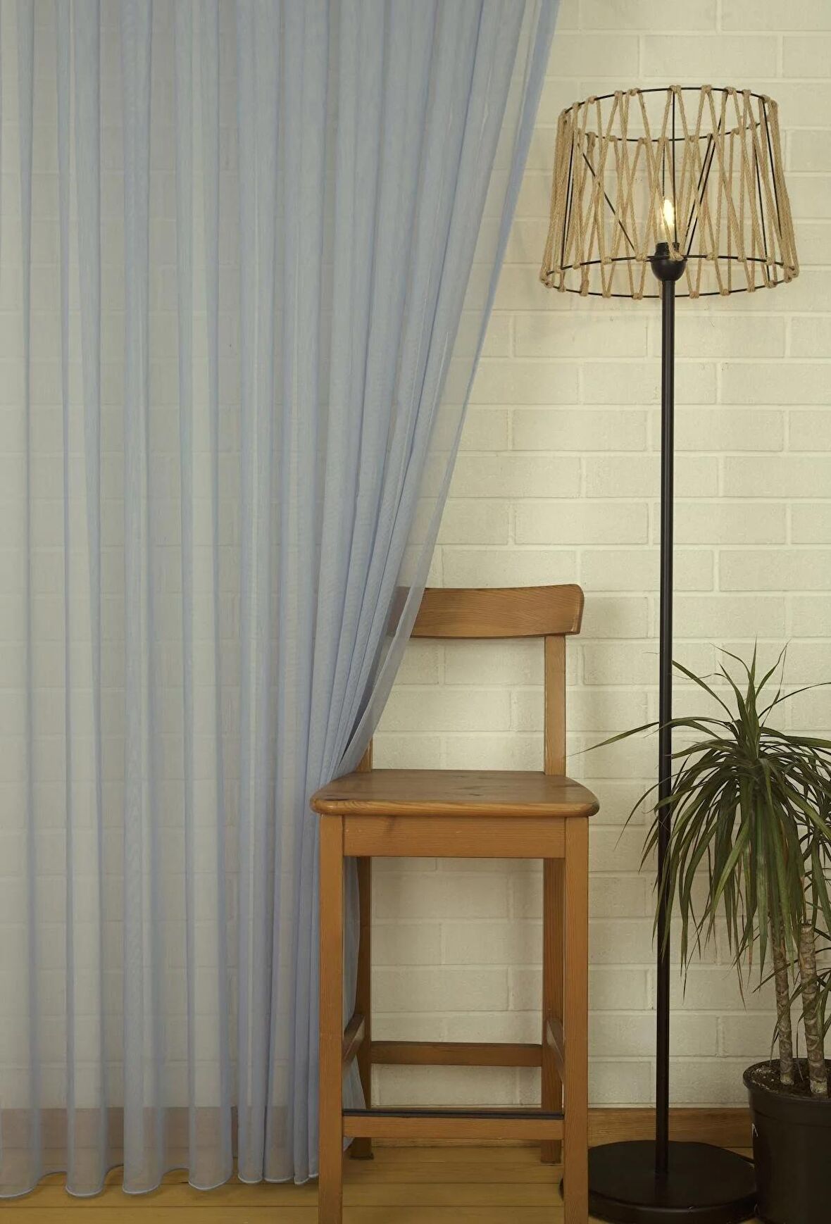 Massarelli Pamuk Dokulu Tül İndigo Pilesiz 