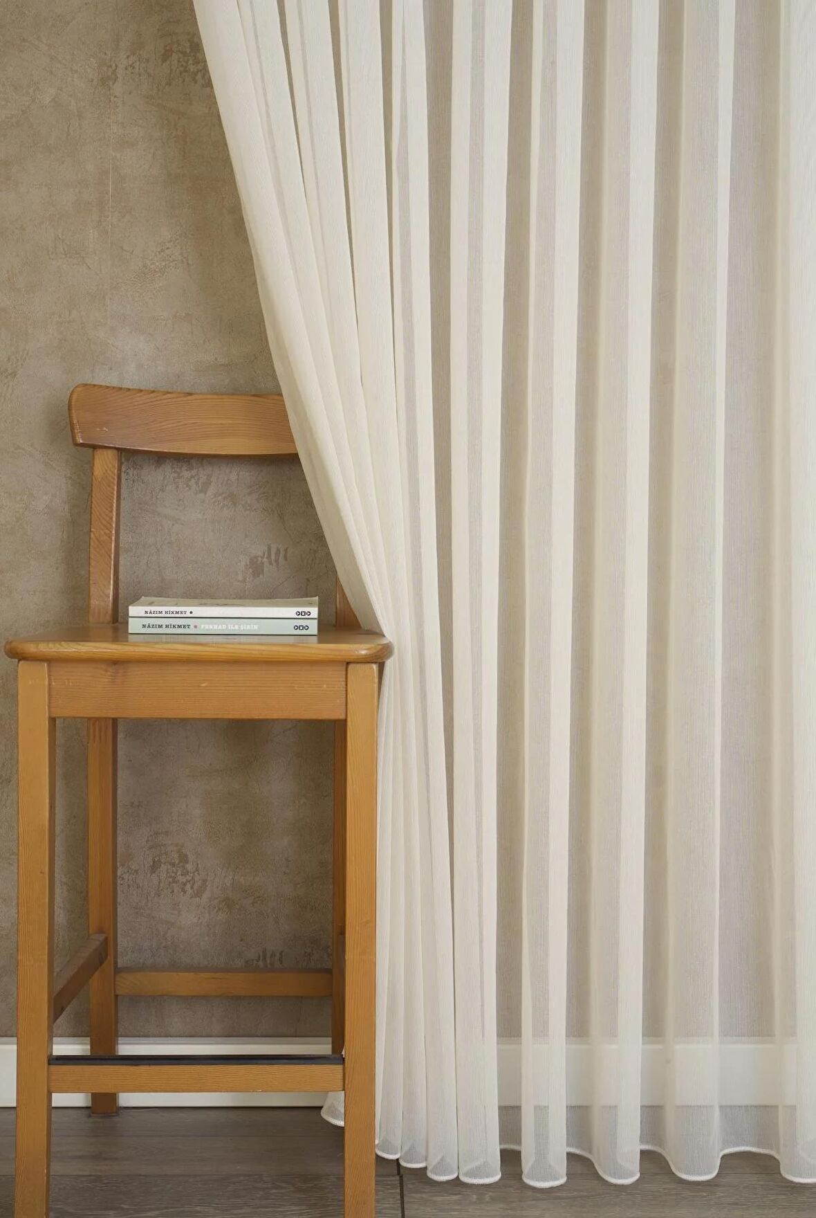 Massarelli Pamuk Dokulu Tül Krem 1-3 Sık Pile