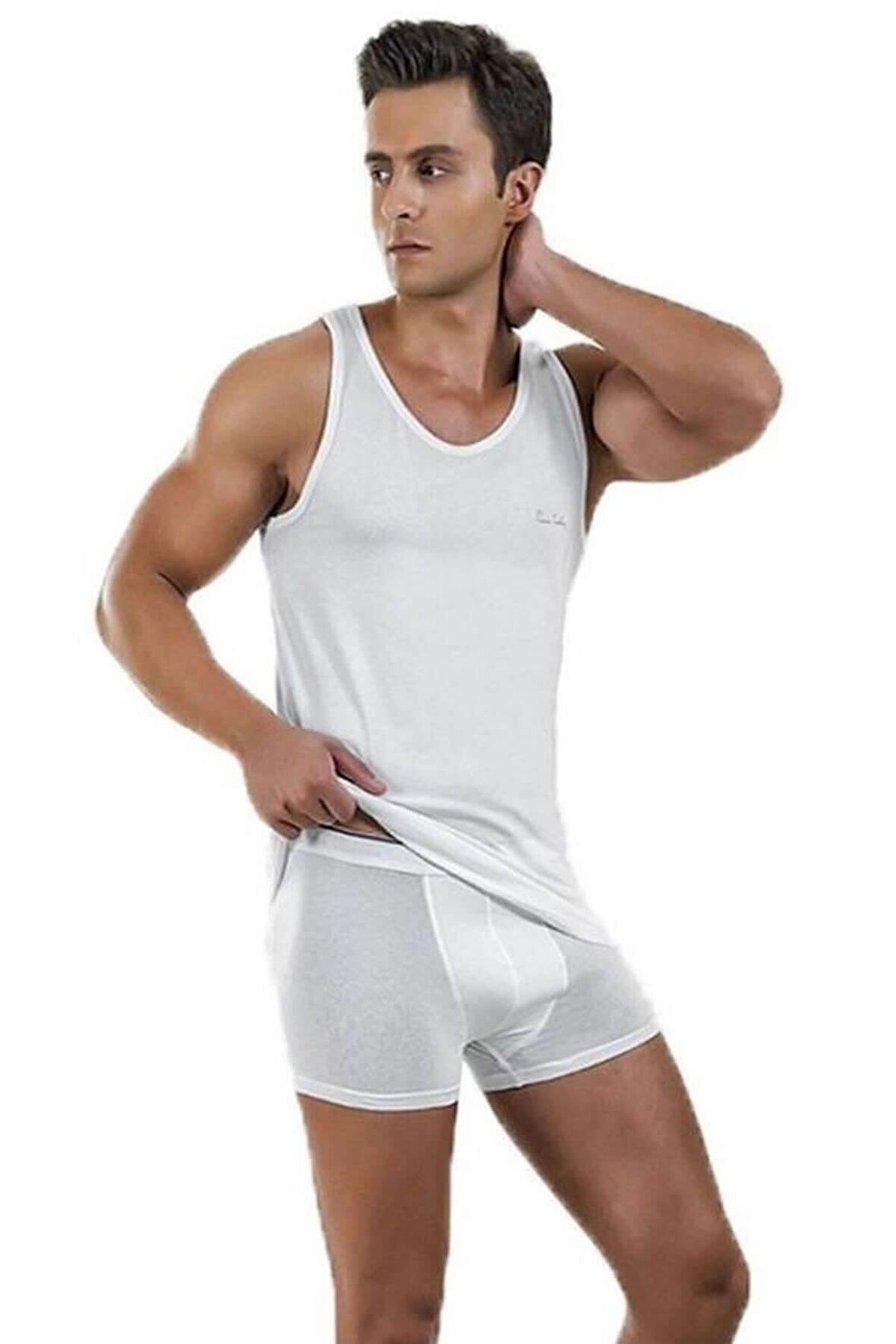 Beyaz 140 Erkek Atlet Boxer Takım