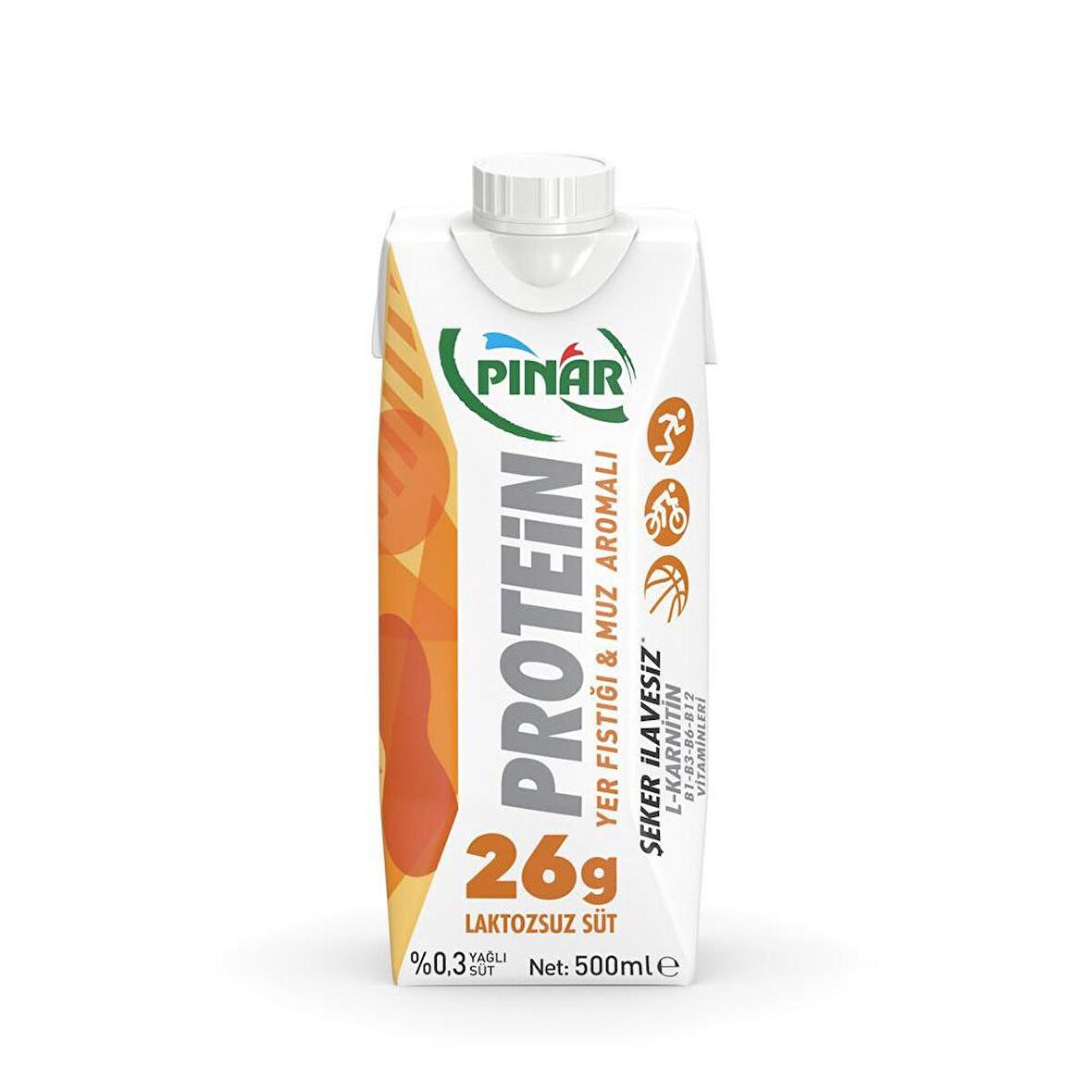 Pınar Protein Yer Fıstıklı Ve Muz Aromalı Laktozsuz Süt 500 Ml