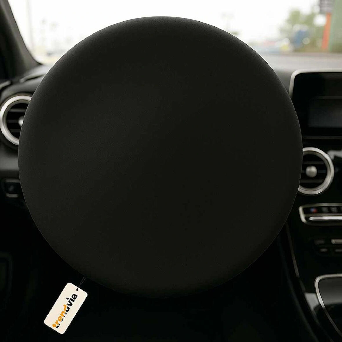 Düz Siyah Araba Direksiyon Kılıfı Siyah | Direksiyon Koruyucu Penye Kumaş Kaplama
