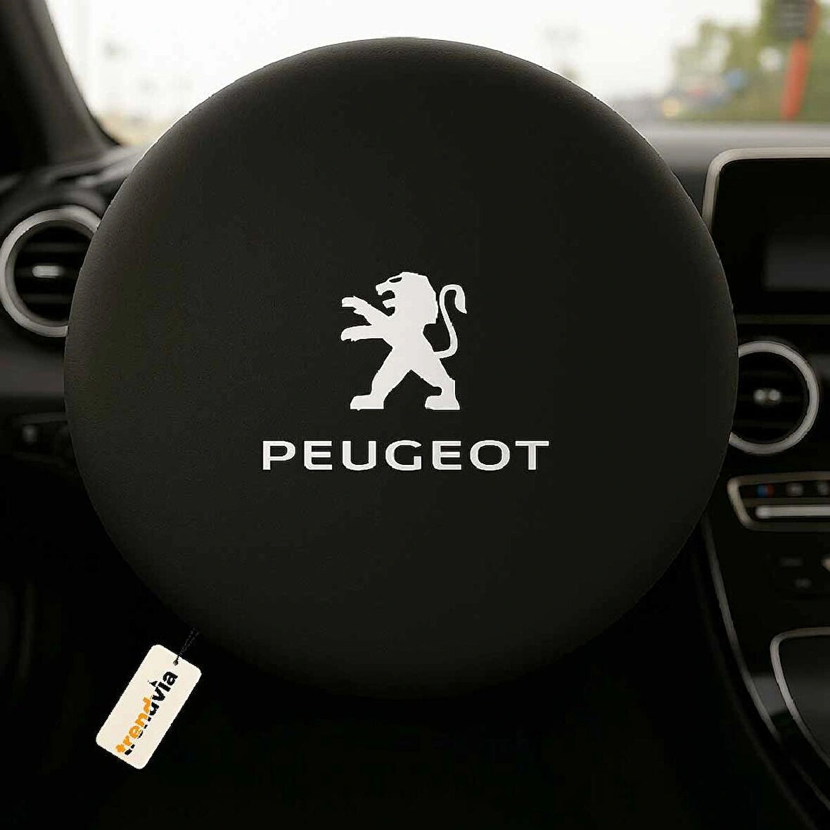 Peugeot Modellerine Uygun Direksiyon Koruma Kılıfı - Siyah Penye Kumaş Malzeme