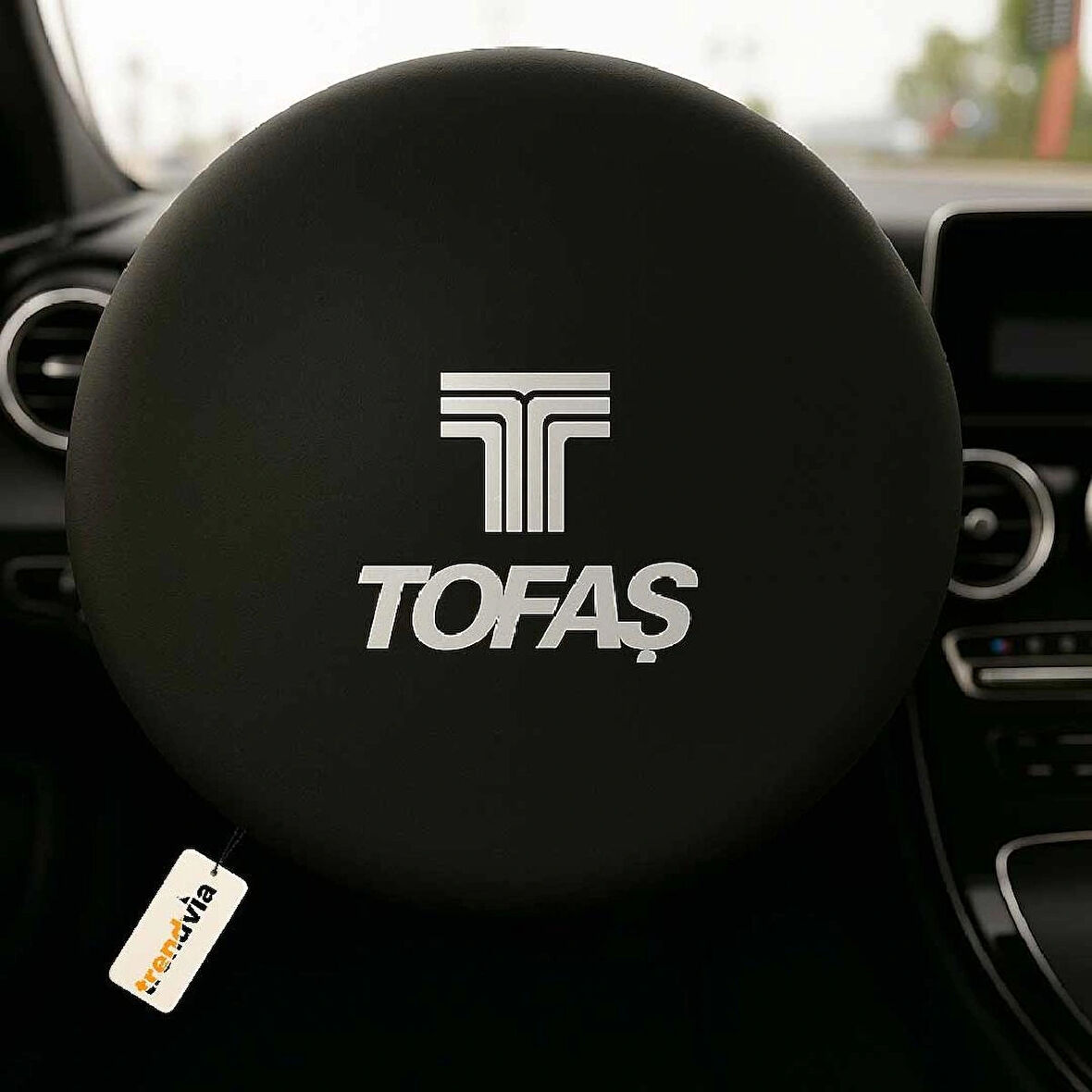 Tofaş Modellerine Uygun Direksiyon Koruma Kılıfı - Siyah Penye Kumaş Malzeme