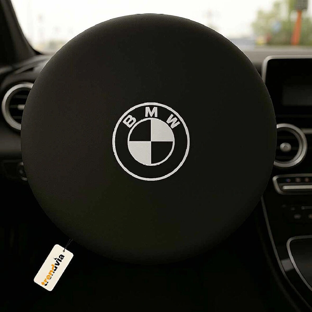 Bmw Araba Direksiyon Kılıfı Siyah | Direksiyon Koruyucu Penye Kumaş Kaplama