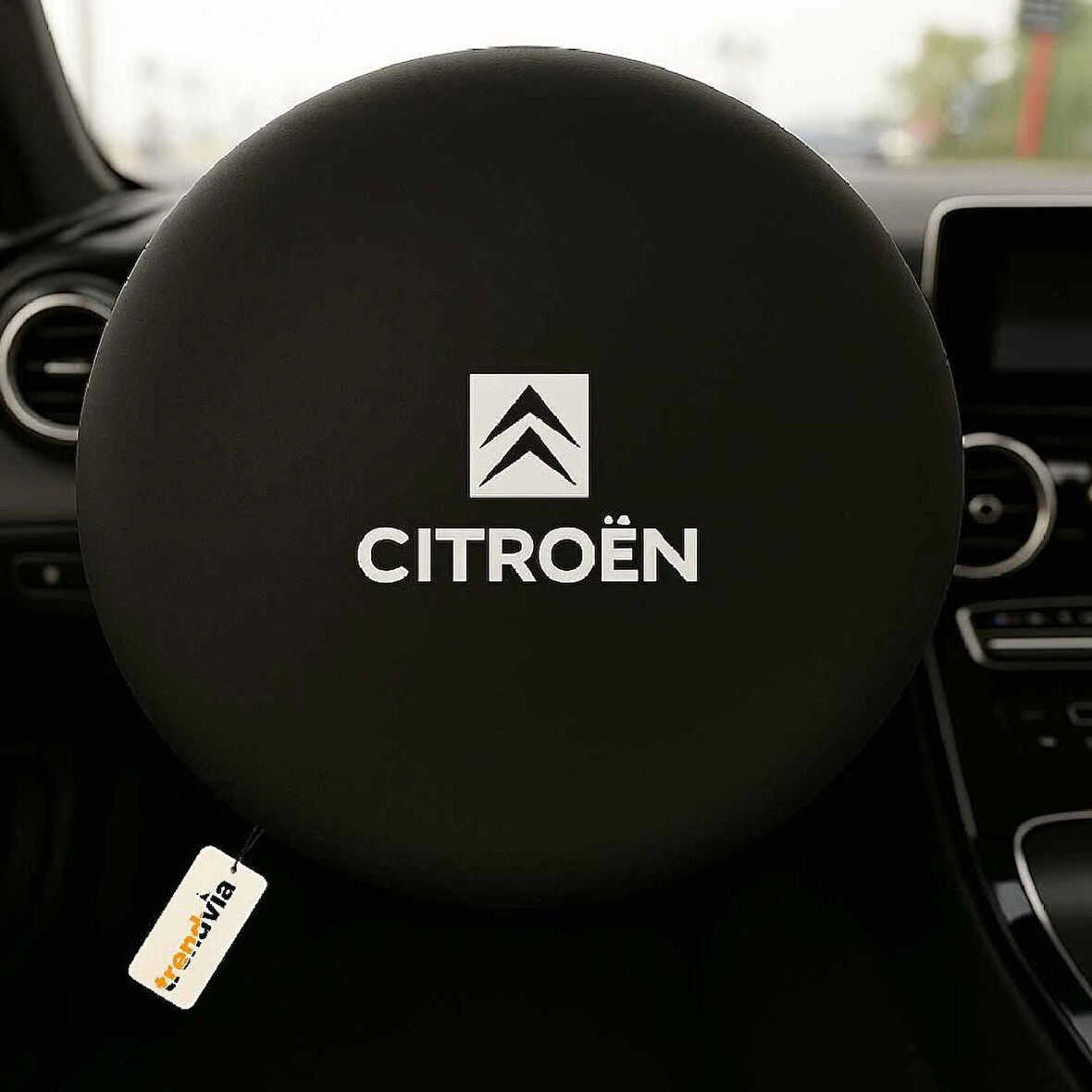 Citroen Modellerine Uygun Direksiyon Koruma Kılıfı - Siyah Penye Kumaş Malzeme