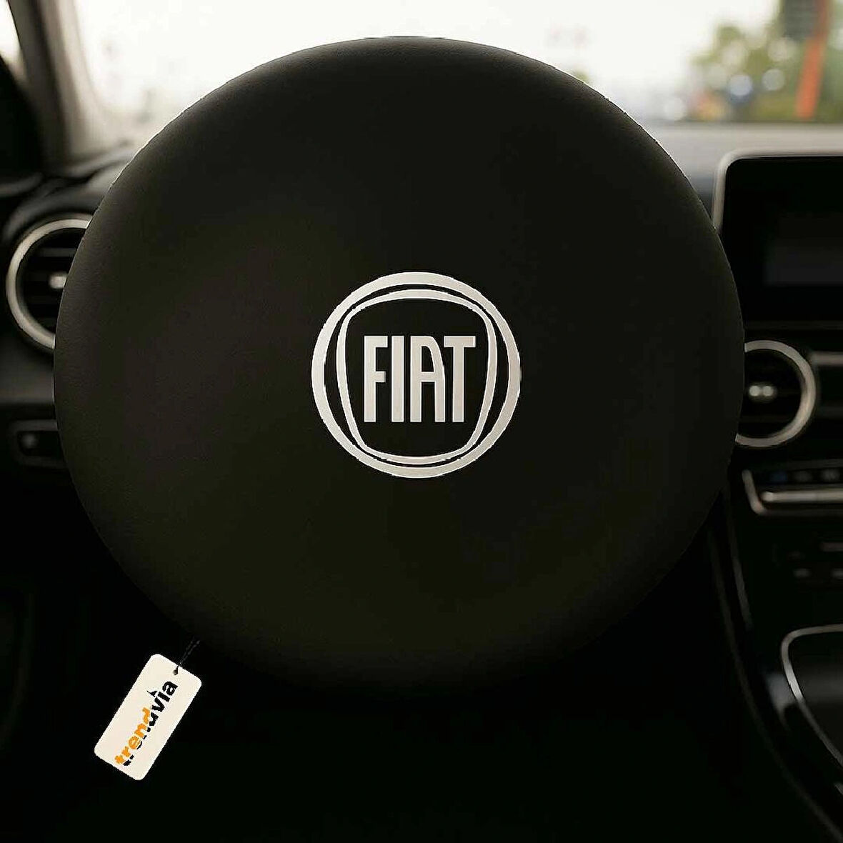 Fiat Modellerine Uygun Direksiyon Koruma Kılıfı - Siyah Penye Kumaş Malzeme