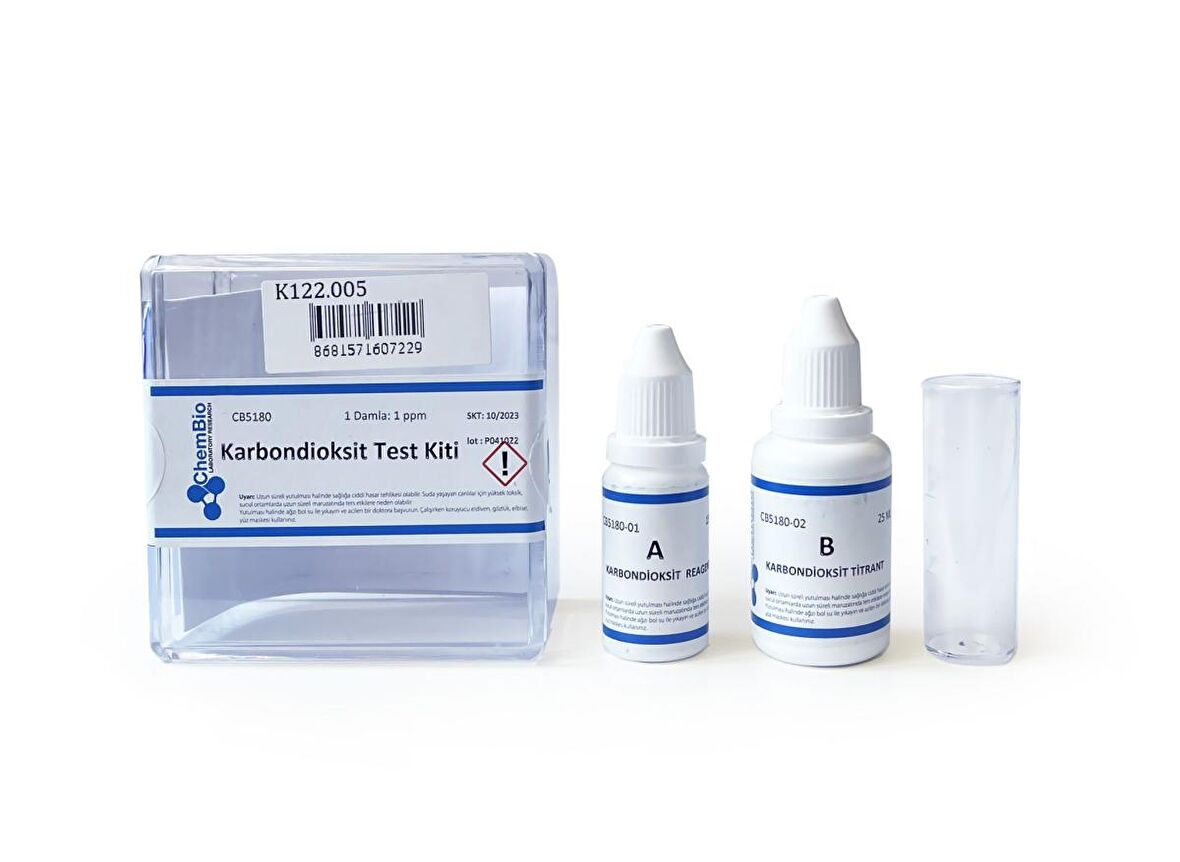 ChemBio Karbondioksit Test Kiti 70 Test Titrimetrik 1 ppm/damla