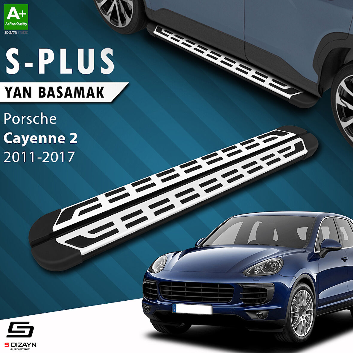 S-Dizayn Porsche Cayenne 2 S-Plus Gri Yan Basamak 193 Cm 2011-2017 A+ Kalite