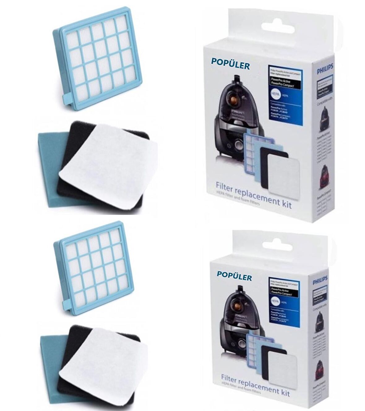 PHILIPS FC 8632/01 PowerPro Active Orijinal Hepa Filtre Seti 2 KUTU