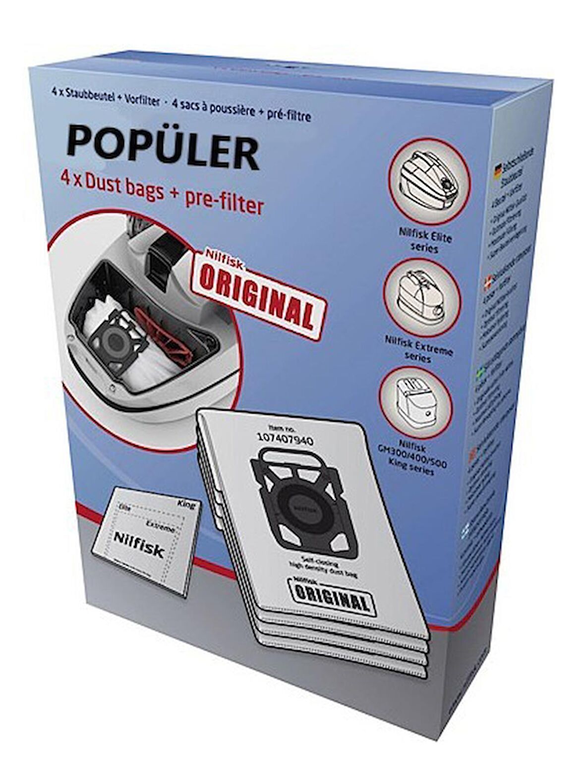 Nilfisk Elite Extreme 107407940 4'lü Toz Torbası