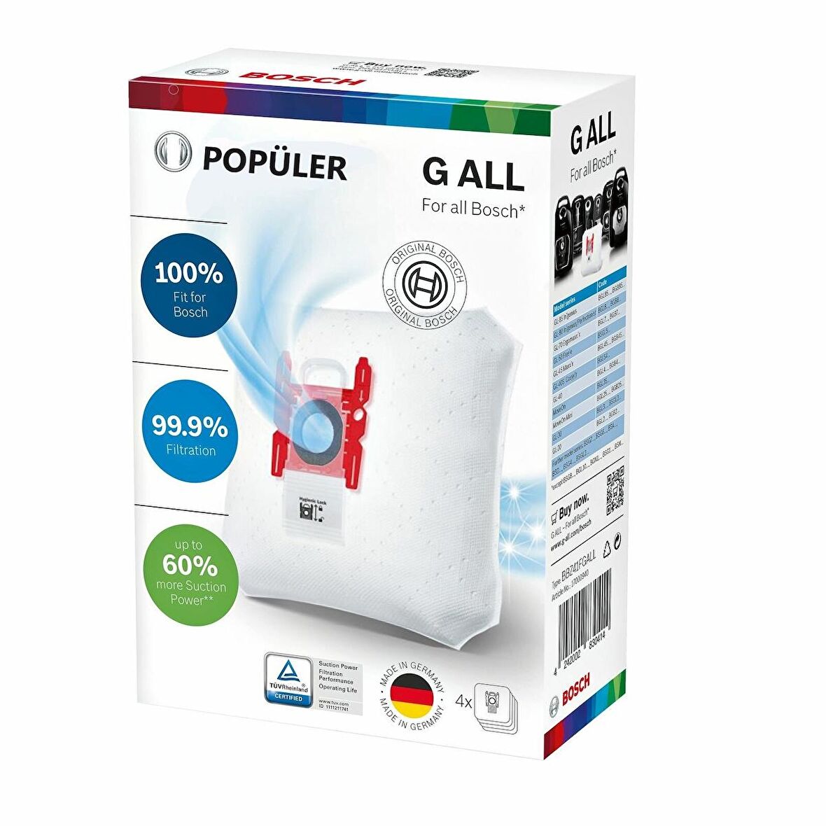 BOSCH BGL8SIL59 G ALL Toz Torbası (Kutulu Ürün)