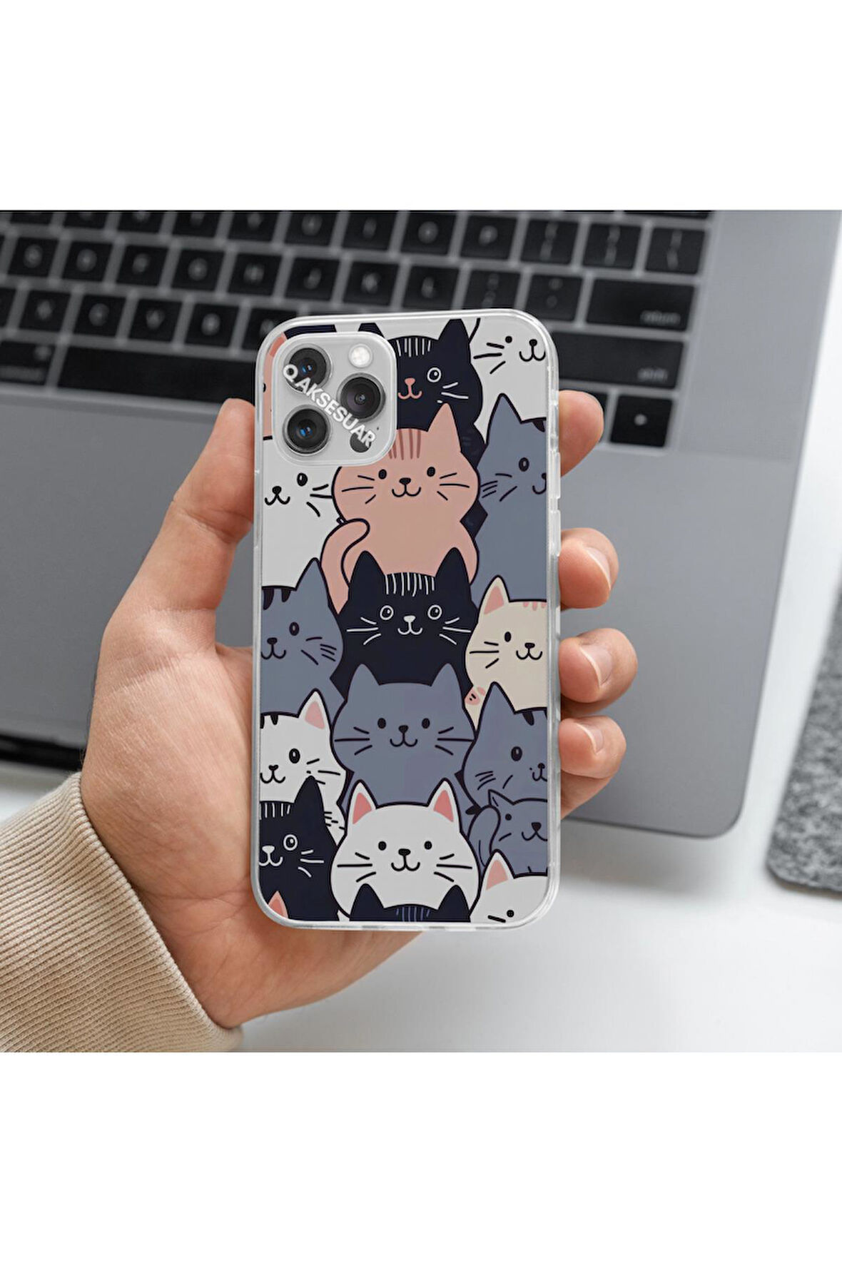 Poco F4 Uyumlu Kediler Tasarımlı Premium Şeffaf Telefon Kılıfı