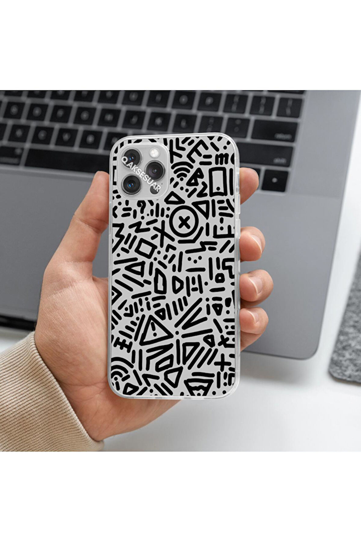 Poco M3 Uyumlu Şekiller Tasarımlı Premium Şeffaf Telefon Kılıfı