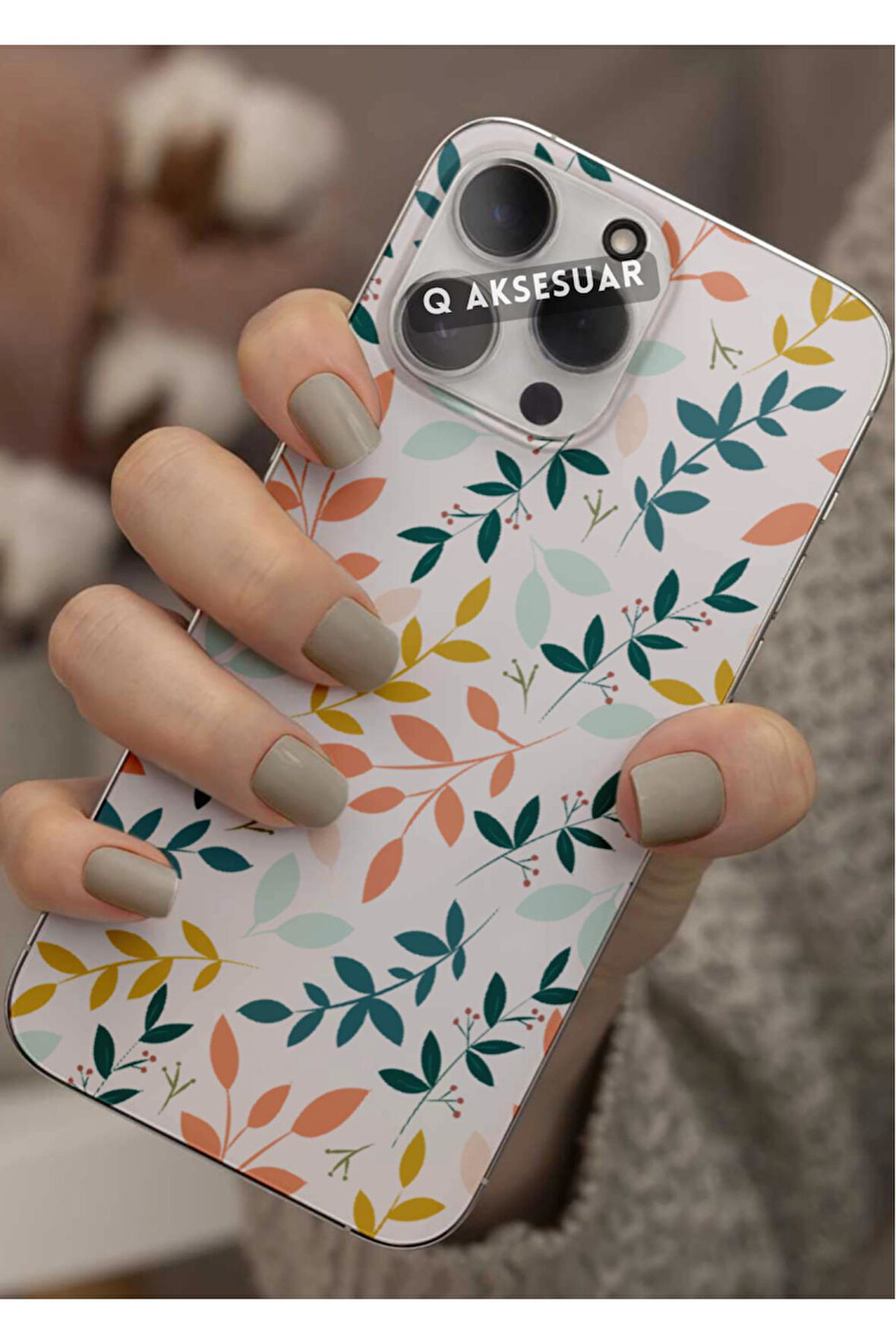 Poco X5 5G Uyumlu Renkli Yaprak Tasarımlı Şeffaf Telefon Kılıfı Kapak Case