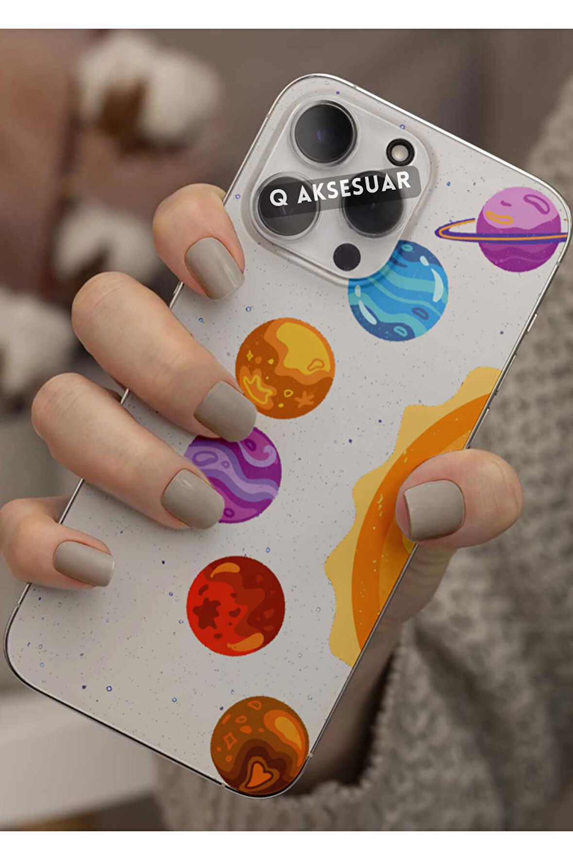 Poco X7 Pro Uyumlu Gezegenler Tasarımlı Şeffaf Telefon Kılıfı Kapak Case