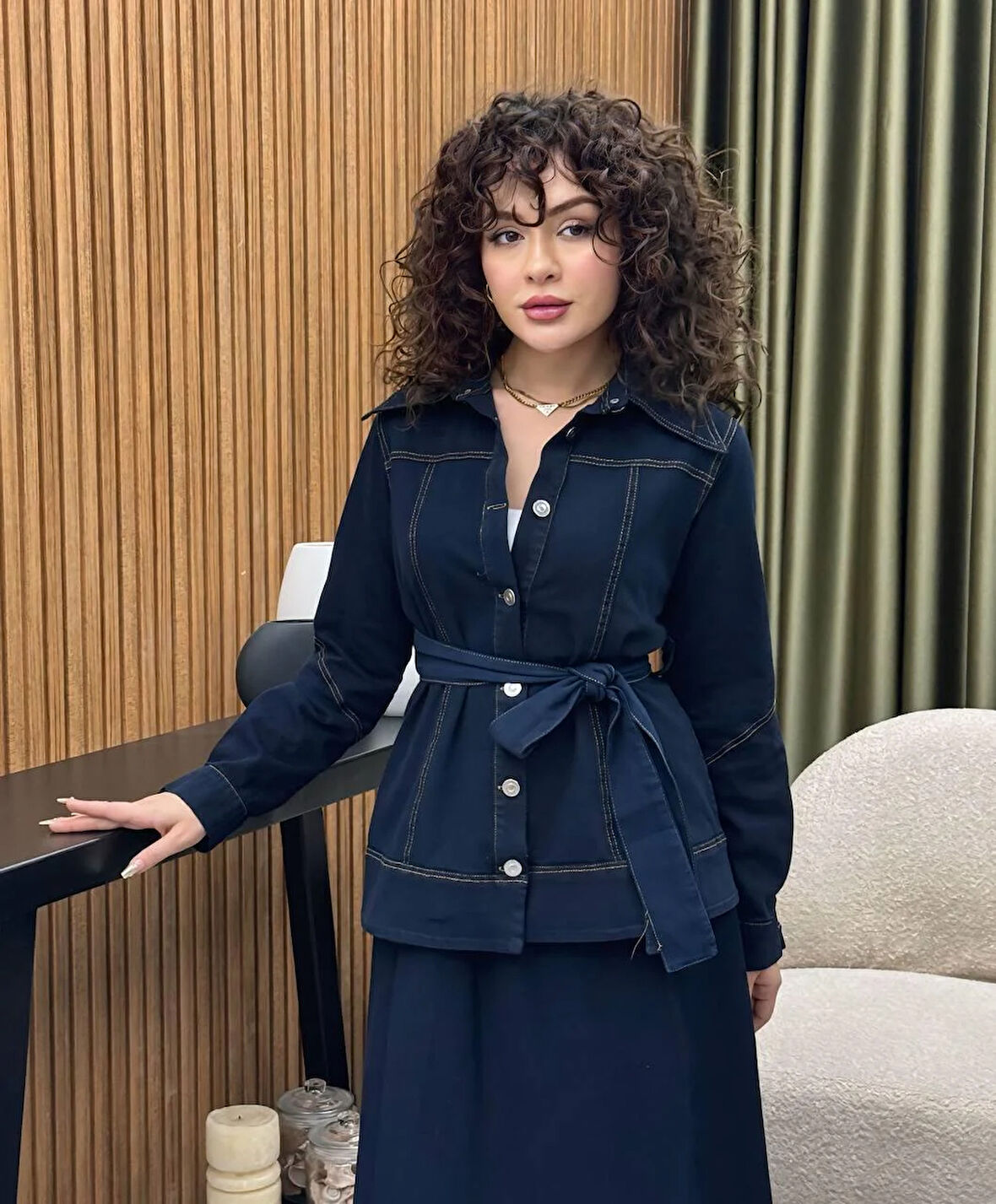 Premium Kalite Yazlık Denim Kot Etek Ceket Takım İkili Tasarım Yazlık Jean Takım