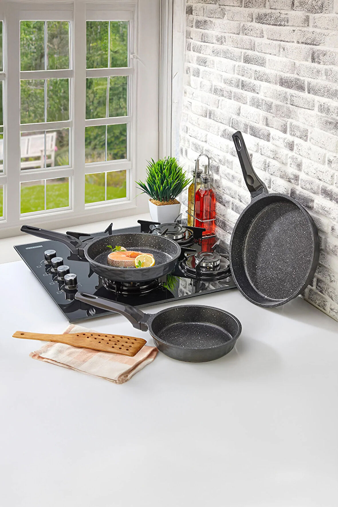 Kristal Döküm Granit 3'lü Tava Seti