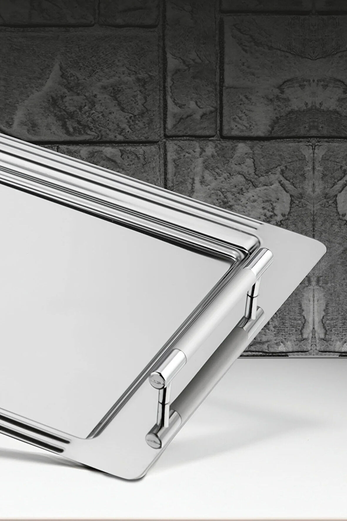 Ece Çay Kahve Sunum Tepsisi Paslanmaz Çelik