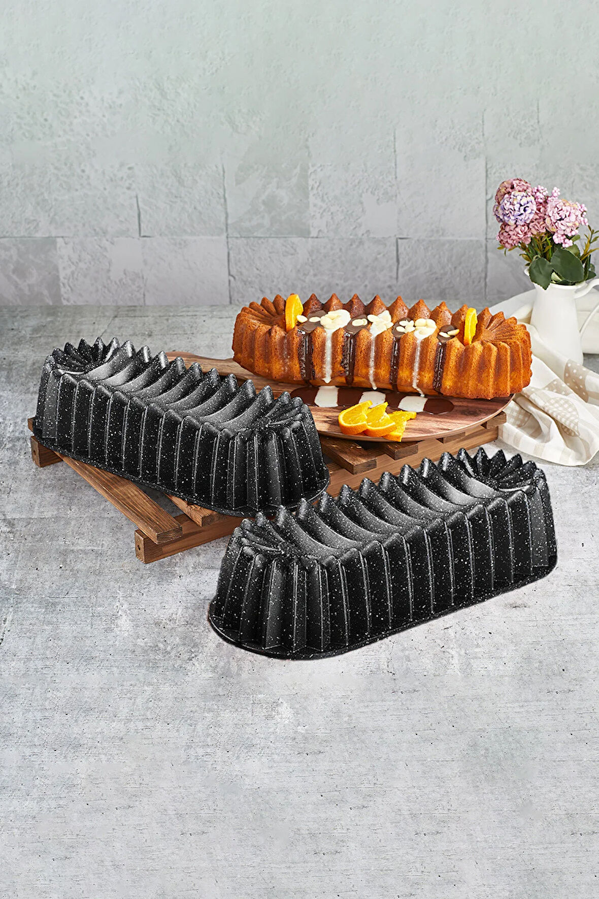 Everest Döküm Granit Kek Kalıbı Siyah 33 cm