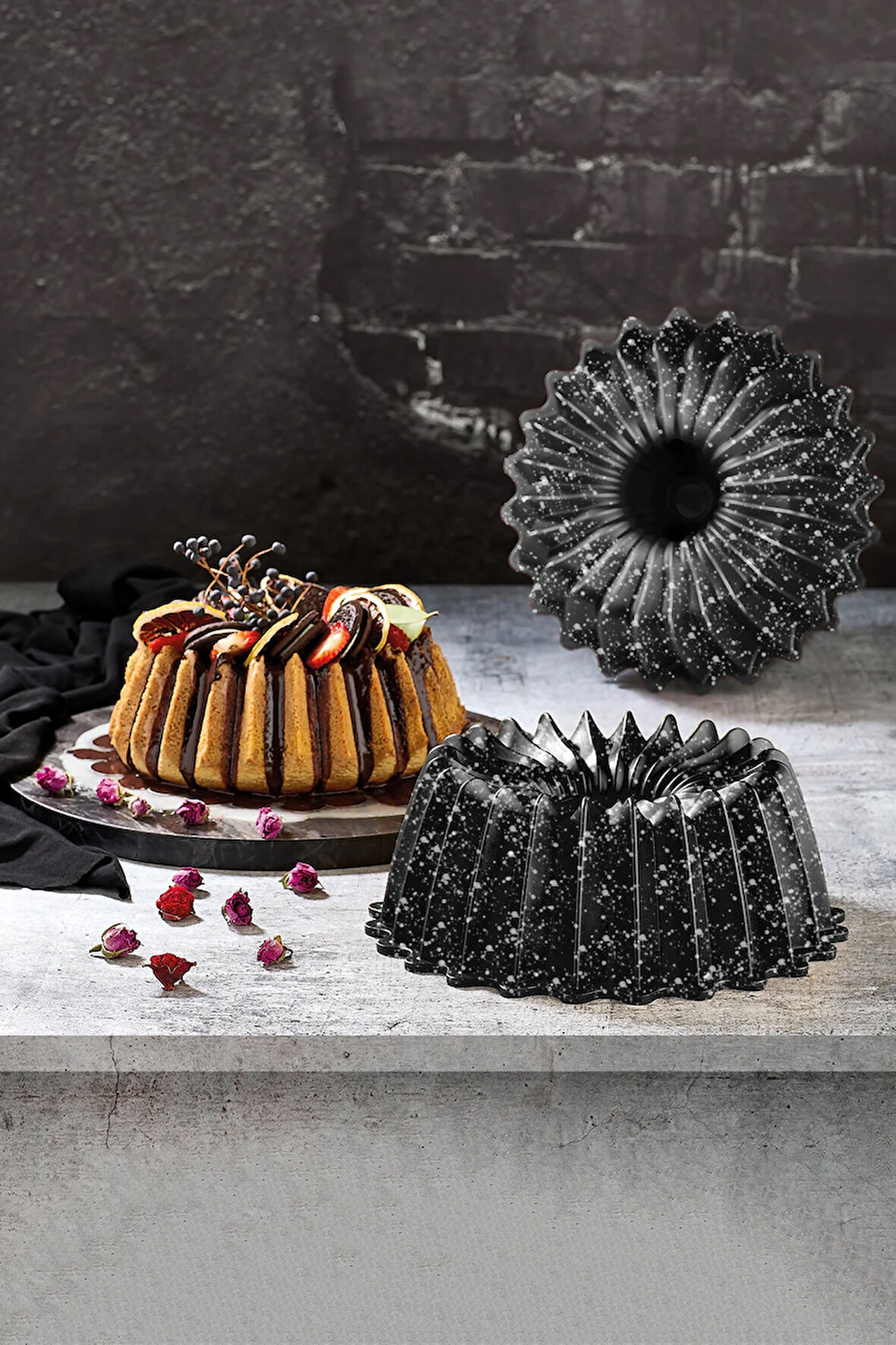 Linda Döküm Granit Kek Kalıbı Siyah 26 cm