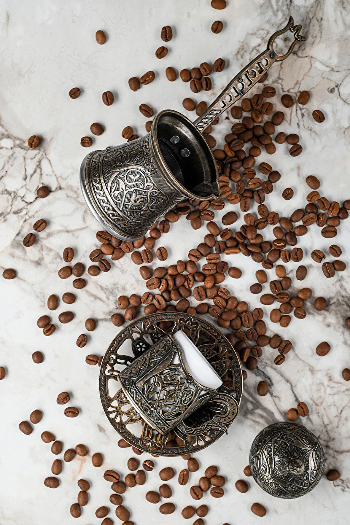 Zamak 3 Döküm Kahve Cezvesi Bakır Renk 140 ml. 2-3 kişilik