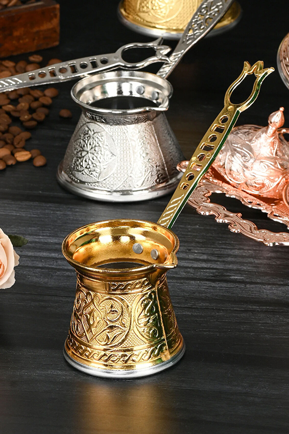 Zamak 1 Döküm Kahve Cezvesi Altın Renk 80 ml. 1-2 Kişilik