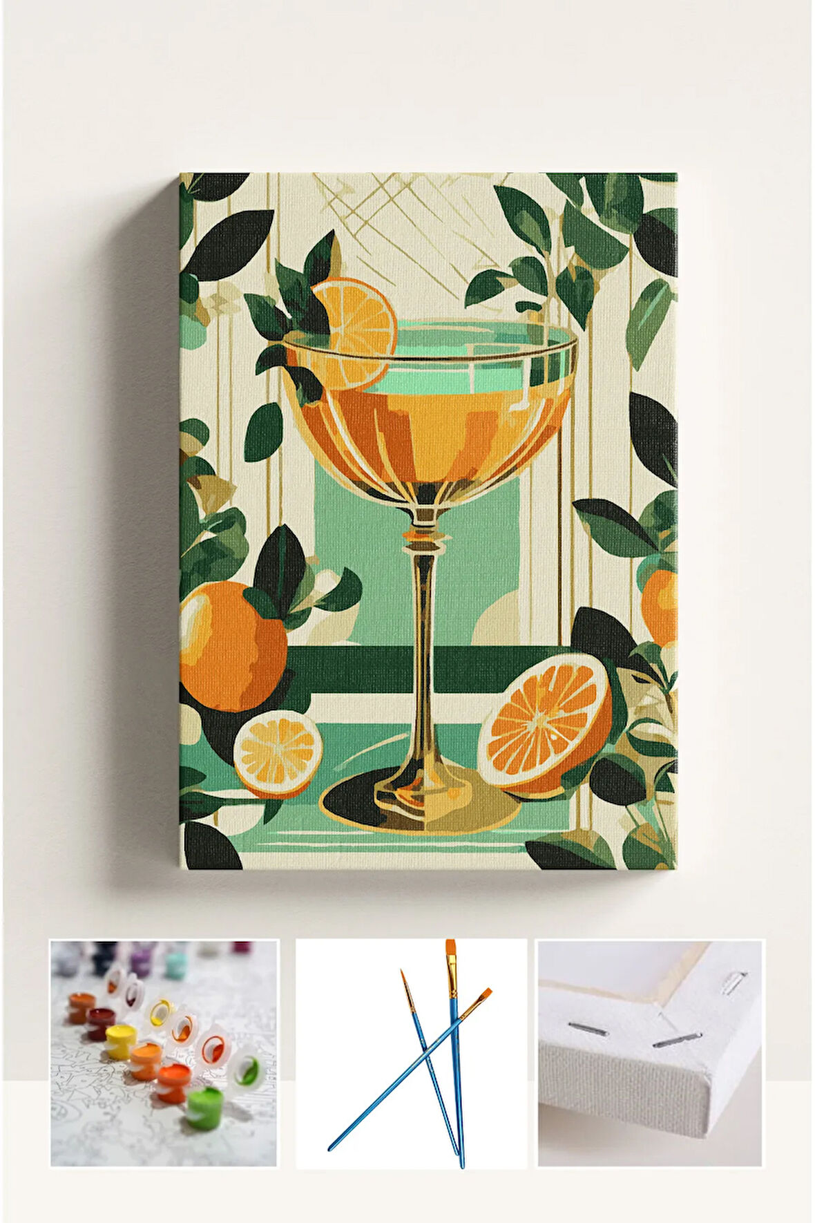 Sayılarla Boyama Seti Numaralı Tuval Fırça Boya PORTAKAL 40X50 Cm