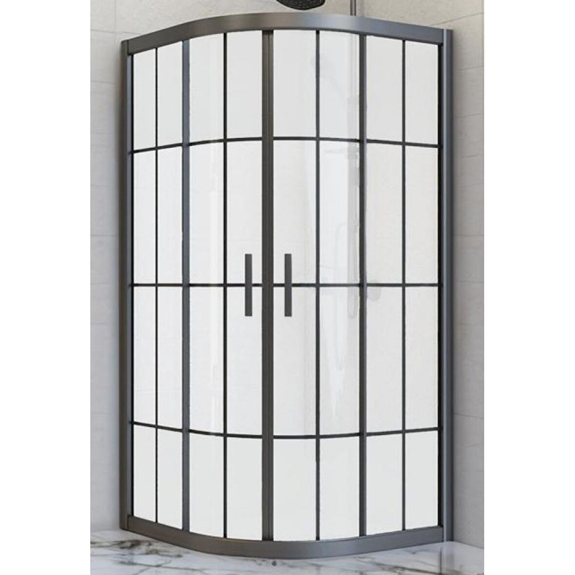 Durul Duşakabin Oval Siyah Çizgi Buzlu 5mm Yükseklik 190 Cm