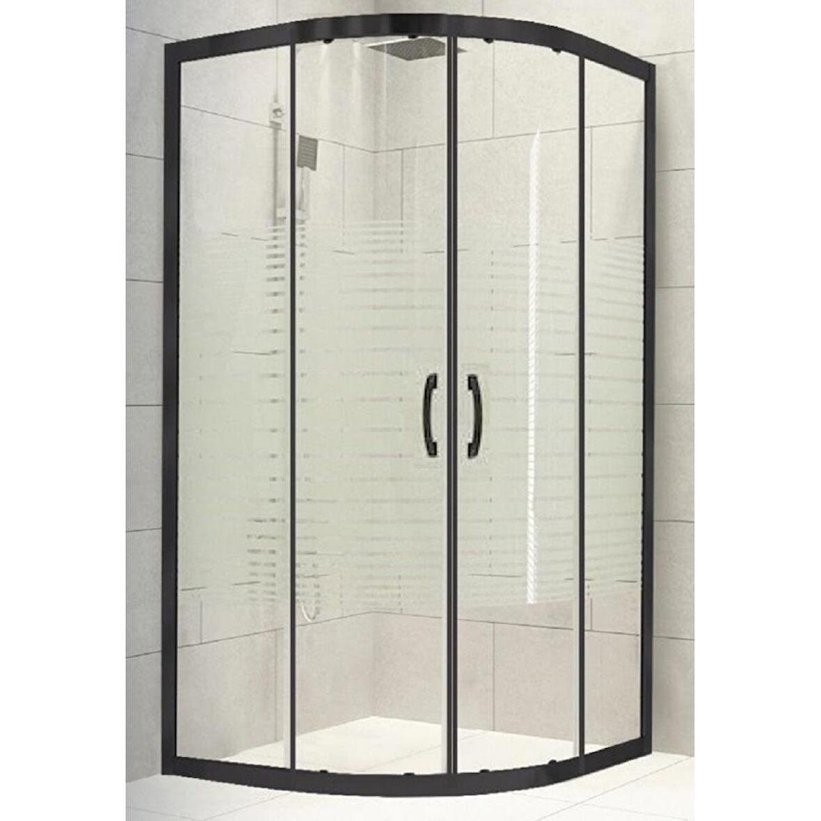 Durul Duşakabin Oval Siyah 5mm Çizgili Yükseklik 190 Cm