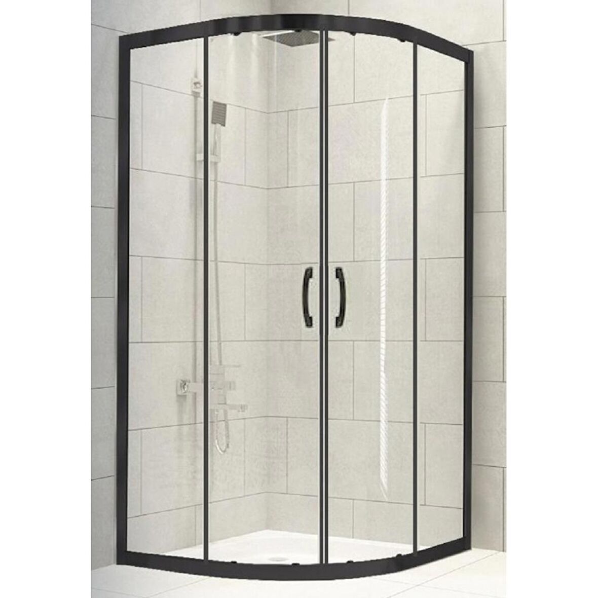 Durul Duşakabin Oval Siyah 5mm Şeffaf Yükseklik 190 Cm