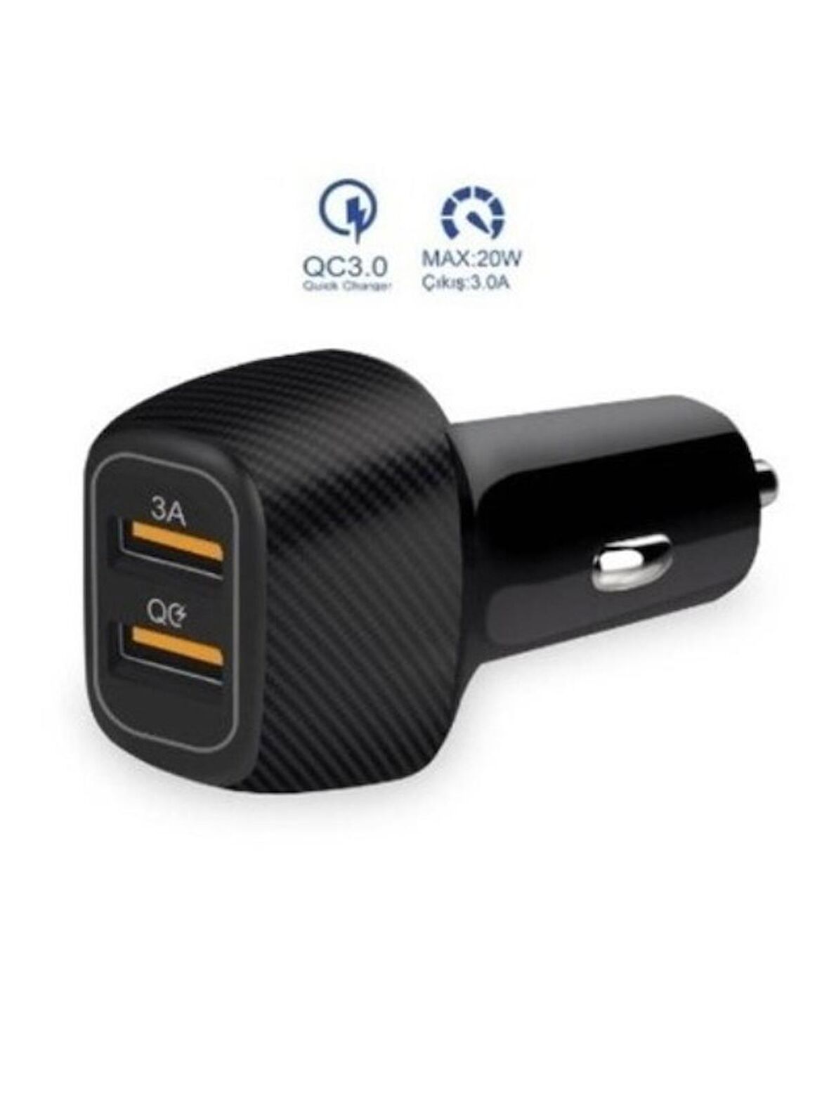 Araç içi Şarj Cihazı 3.0A FAST 20W Süper Hızlı 2 Usb Çıkışlı Çakmaklık