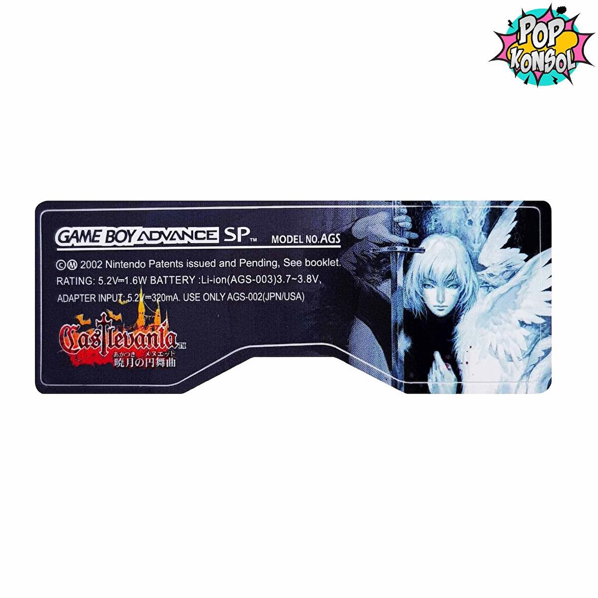 Gameboy Advance SP Arka Etiket Back Label GBA SP Sticker Castlevania Aria Of Sorrow MODEL 02