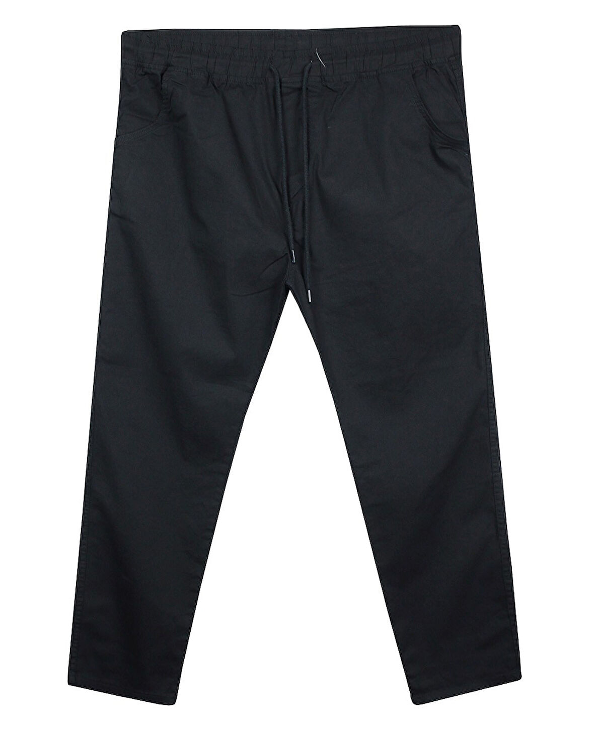 Erkek 118 -156 Kilo Arası İçin Uygun Lastikli Paça Bağcıklı Battal Boy Gabardin Pantolon Siyah
