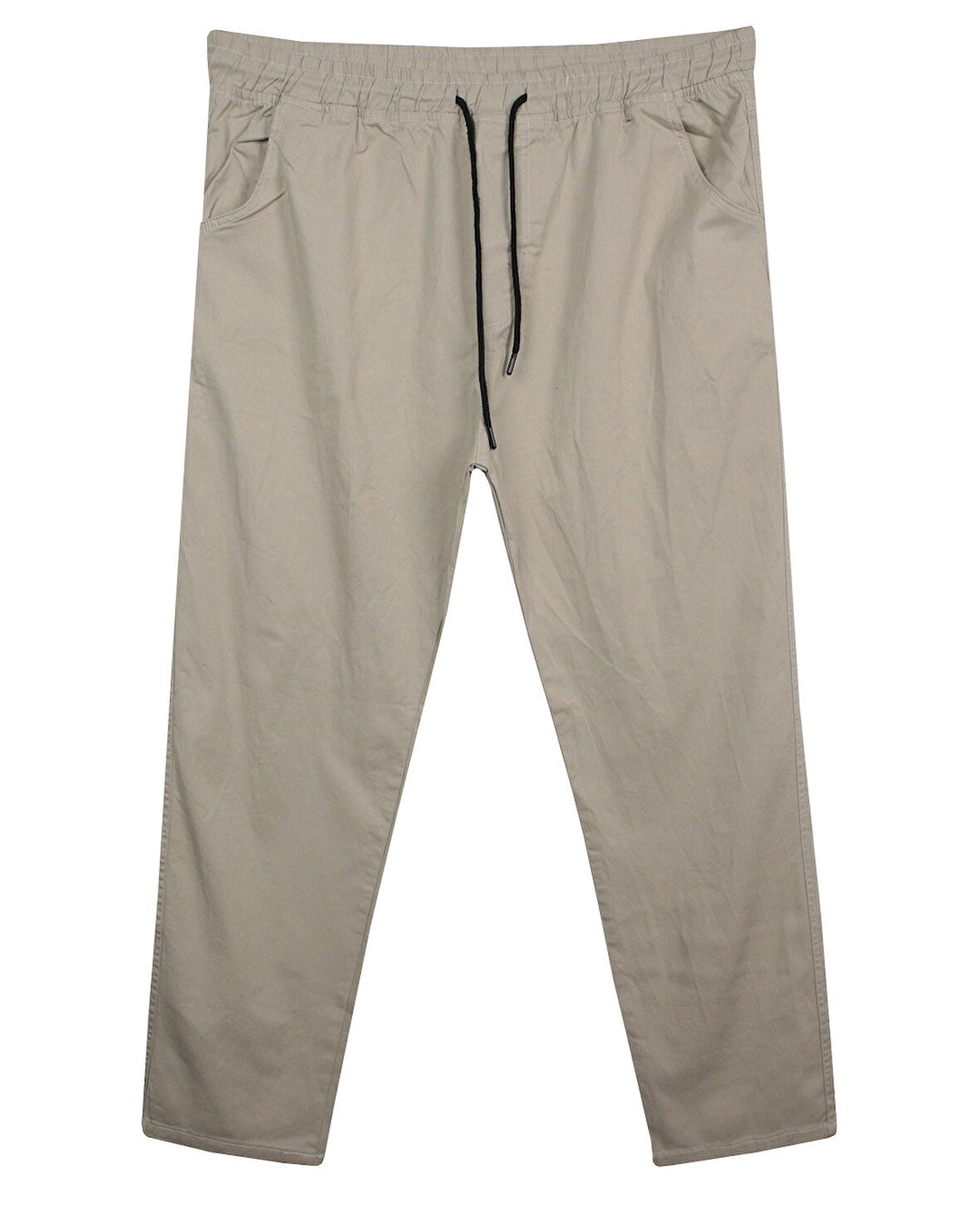 Erkek 118 -156 Kilo Arası İçin Uygun Lastikli Paça Bağcıklı Battal Boy Gabardin Pantolon Taş