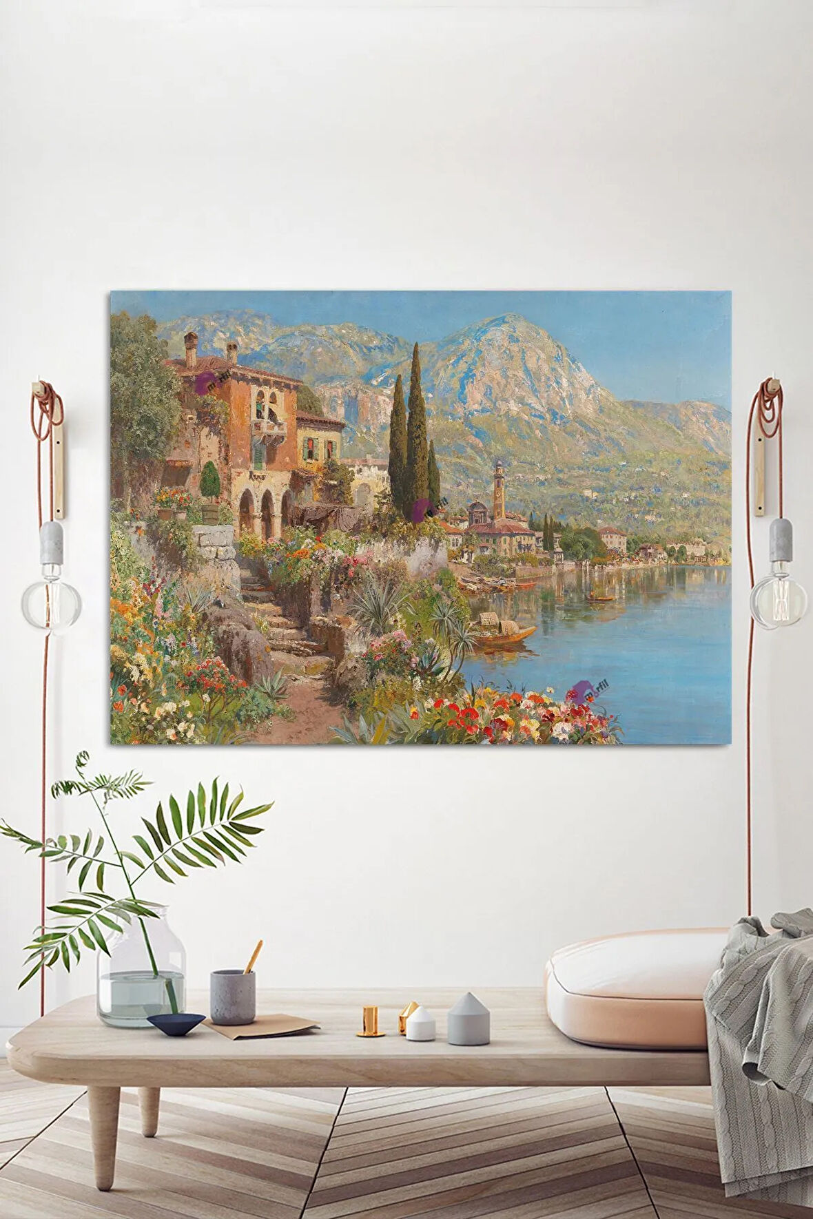 Alois Arnegger Garda Gölü'ndeki Riva Manzarası Sanatsal Kanvas Tablo (7 farklı ölçü)