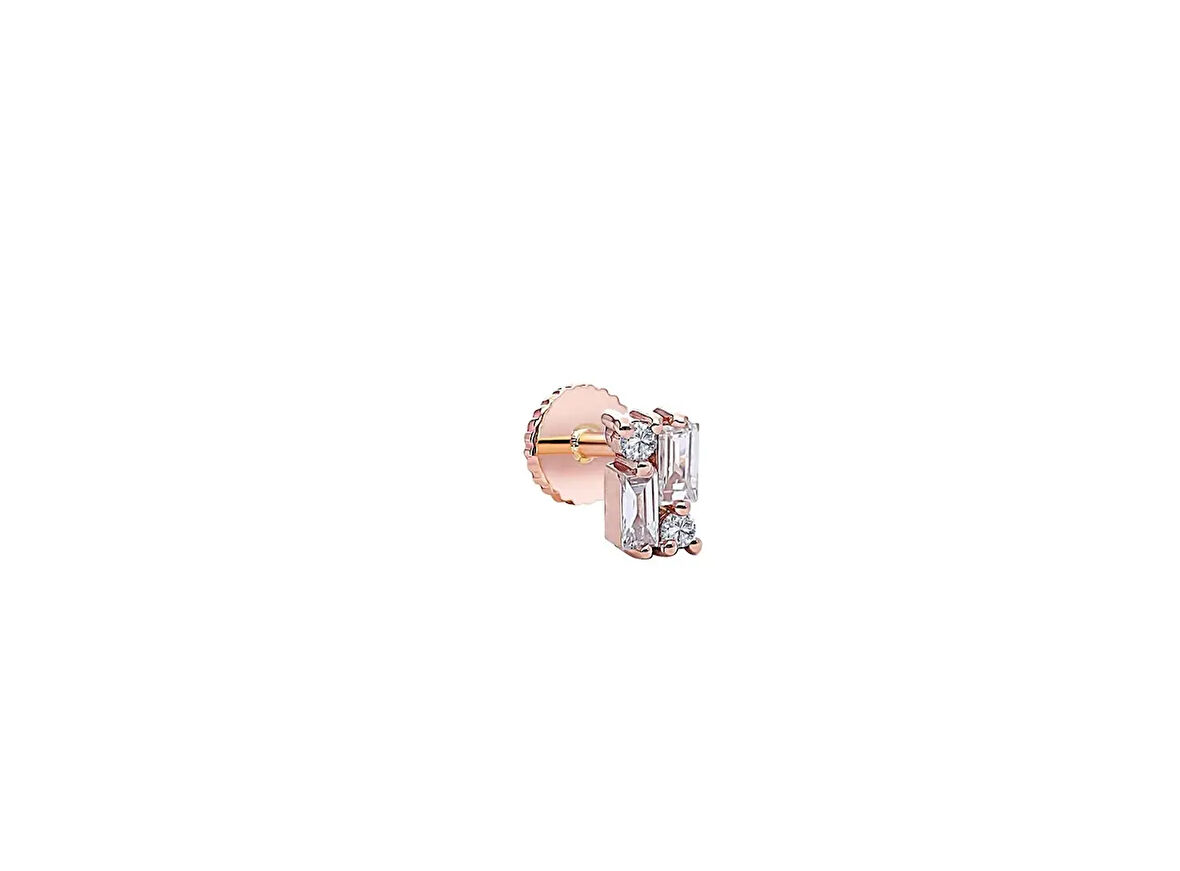 Baguette 0,08ct Baget Pırlanta Piercing-Tragus