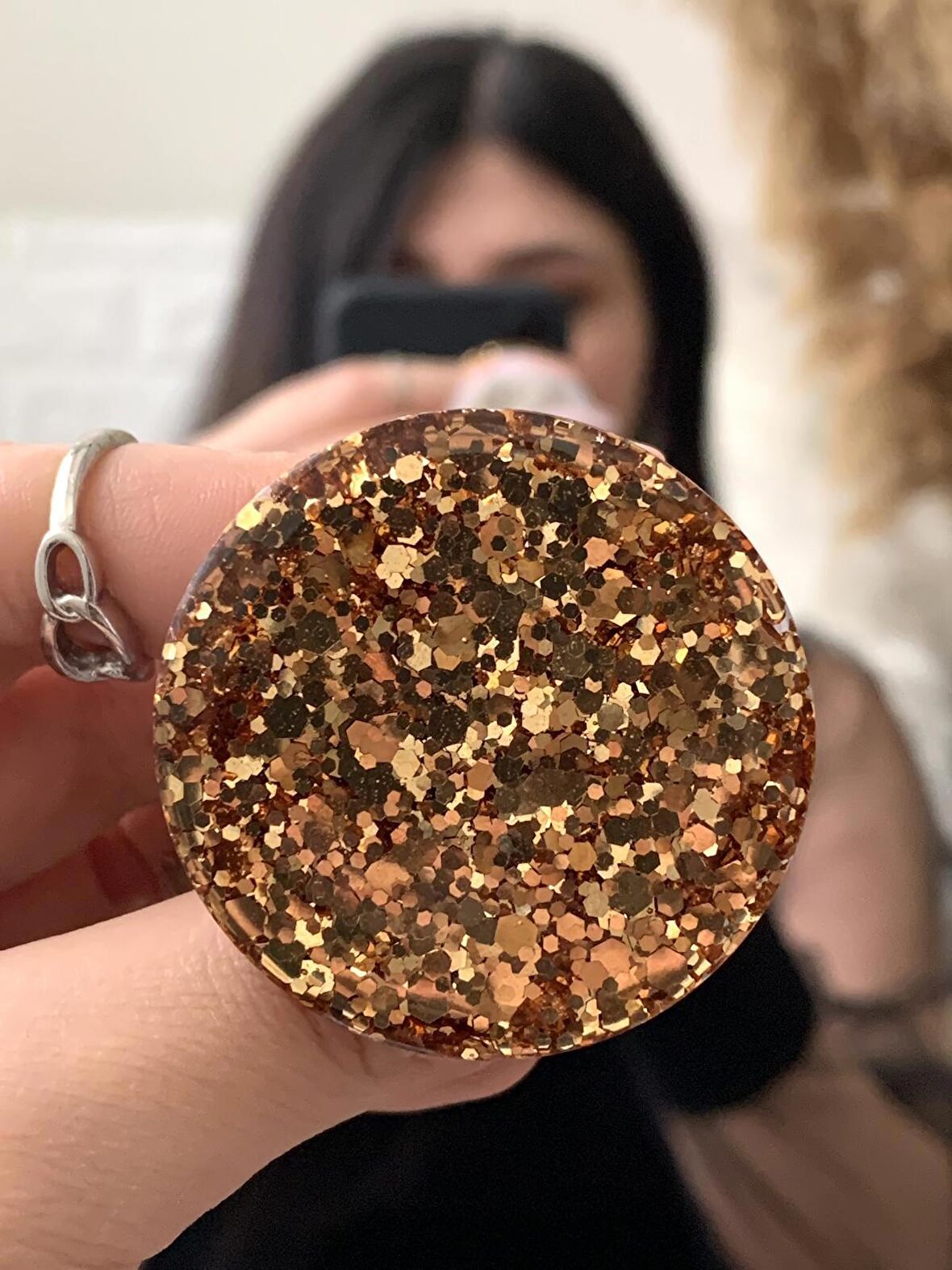 Vizon Gold Simli Yuvarlak Telefon Tutucu PopSocket