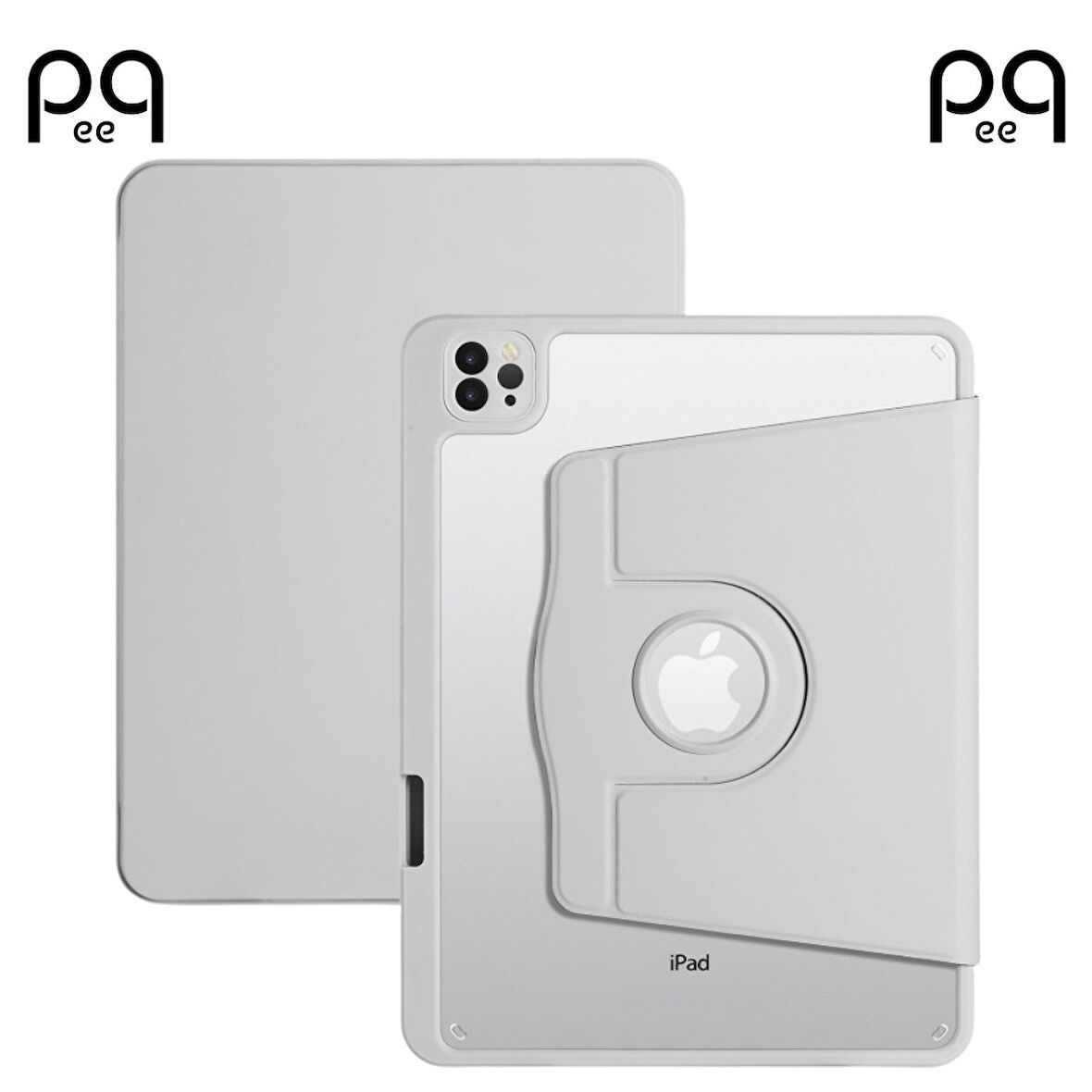 Peeq Apple iPad Air 10.9 2020 (4.Nesil) Kılıf  Termik Kalem Bölmeli Dönebilen Standlı Kılıf