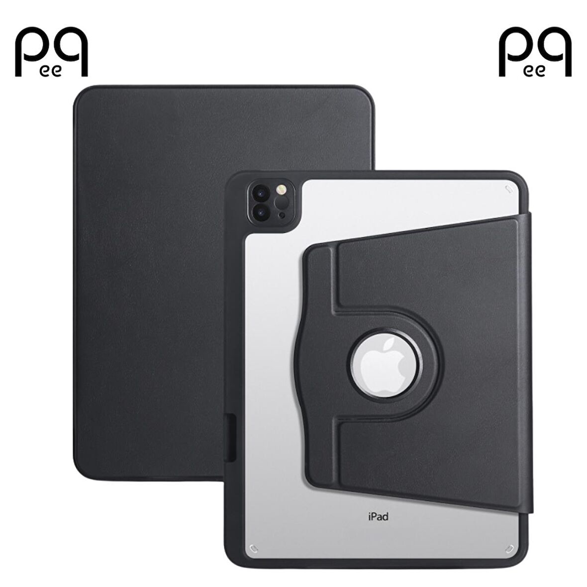 Peeq Apple iPad Air 10.9 2020 (4.Nesil) Kılıf  Termik Kalem Bölmeli Dönebilen Standlı Kılıf