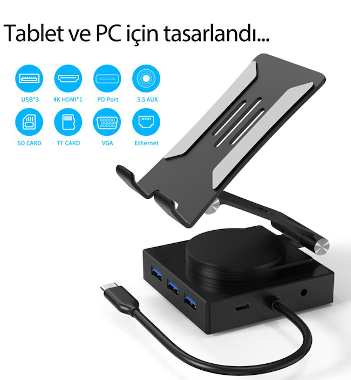 10in1 USB-C Hub – 4K HDMI, 100W PD Şarj, Ultra Hızlı USB 3.1 & Gigabit Ethernet Destekli