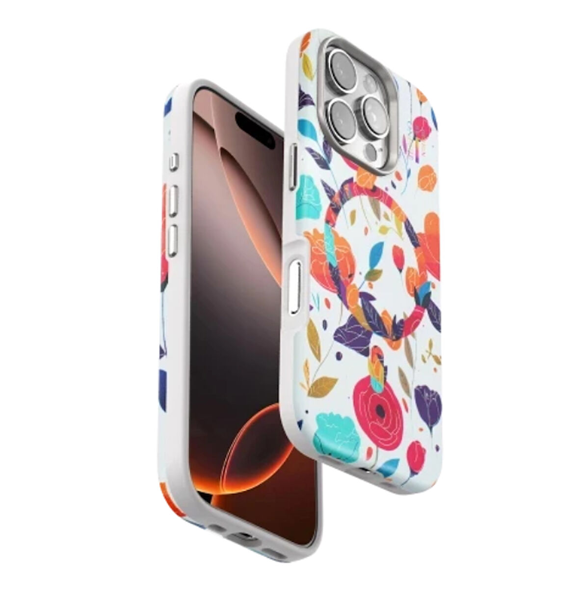 iPhone 16 Pro Çiçek Desenli Magsafe Kapak