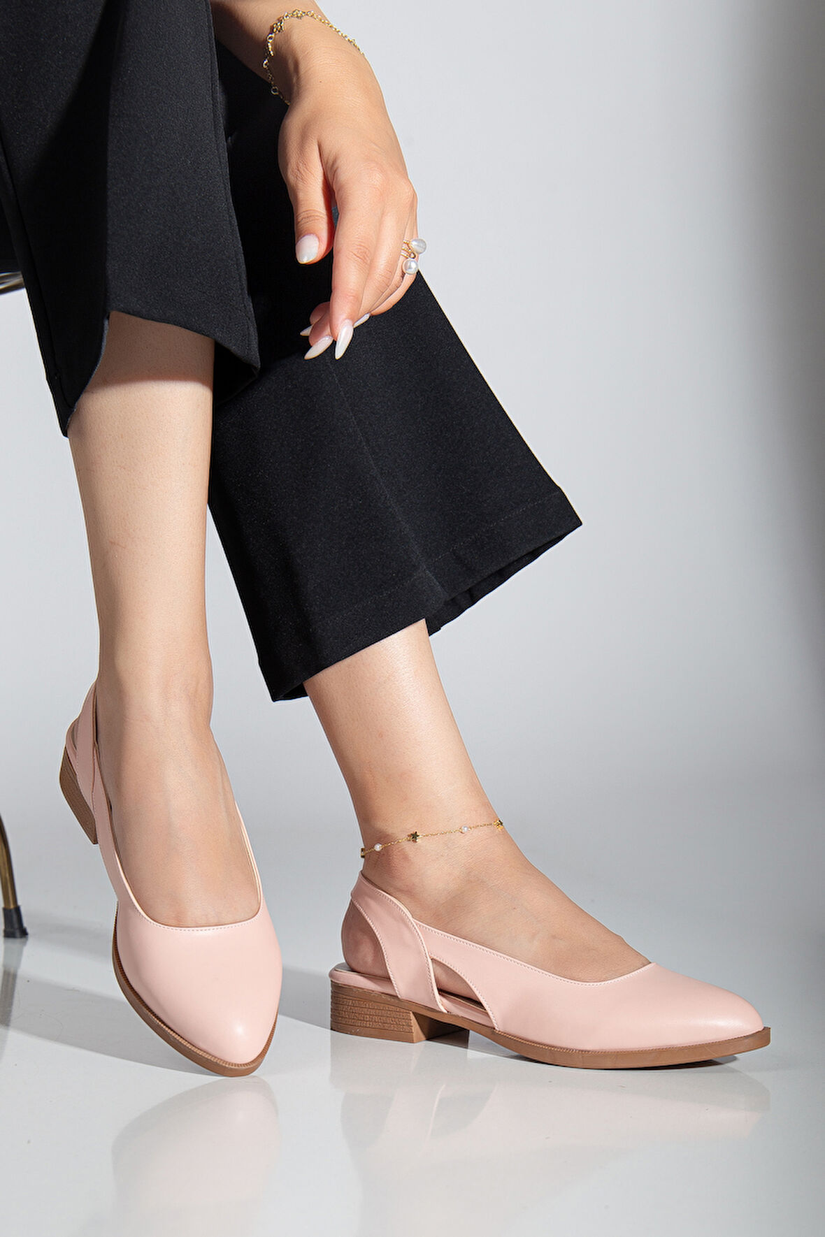 Pore Cilt Kısa Topuk Ayakkabı Mint Yeşil