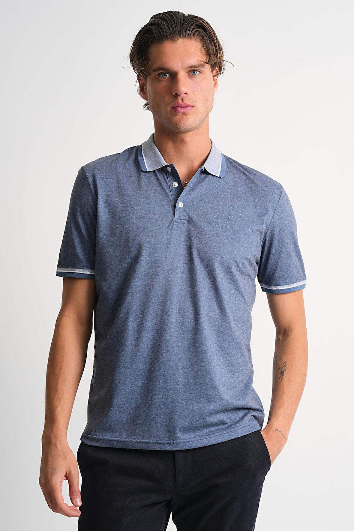 ALEXANDERGARDI Erkek Kol Detaylı Polo Yaka T-shirt