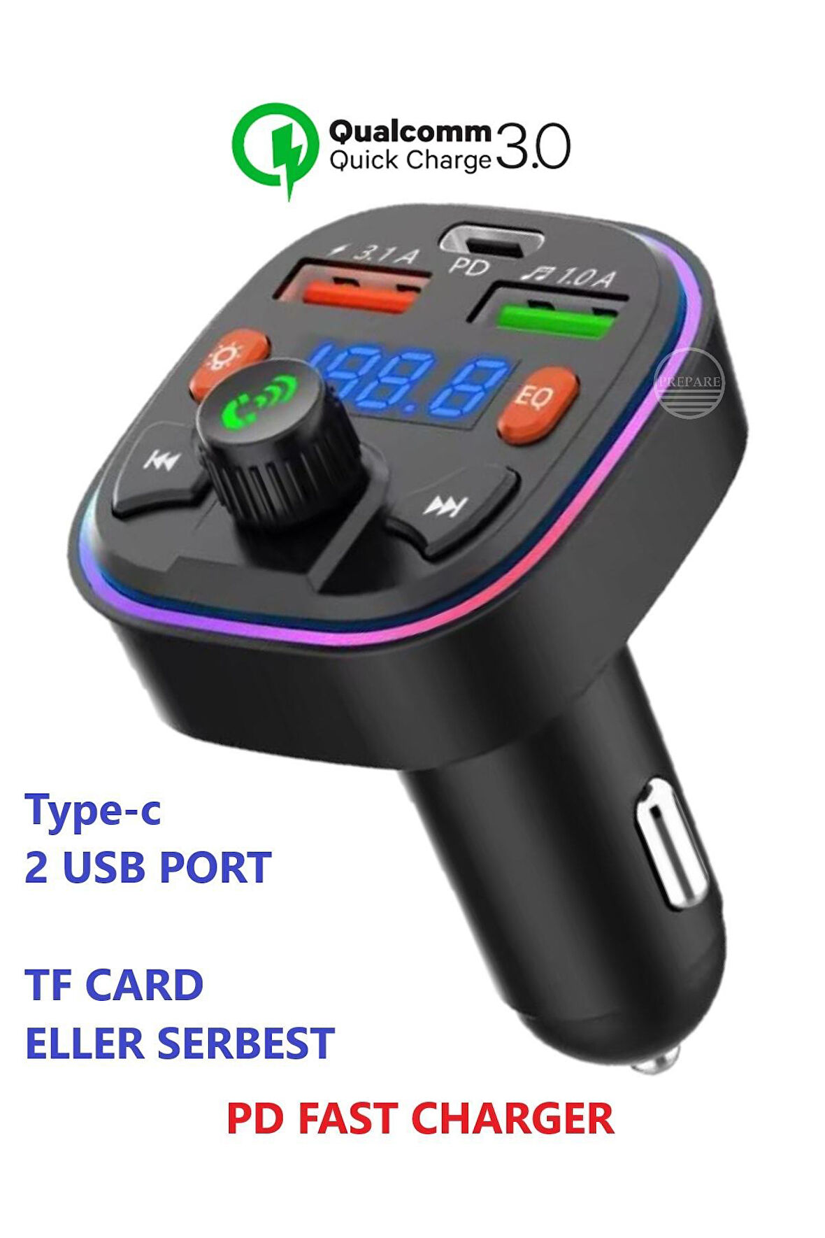 Bluetooth Araç Kiti Pd 3,0 Hızlı Araç Şarjı Mp3 Player Fm Transmitter